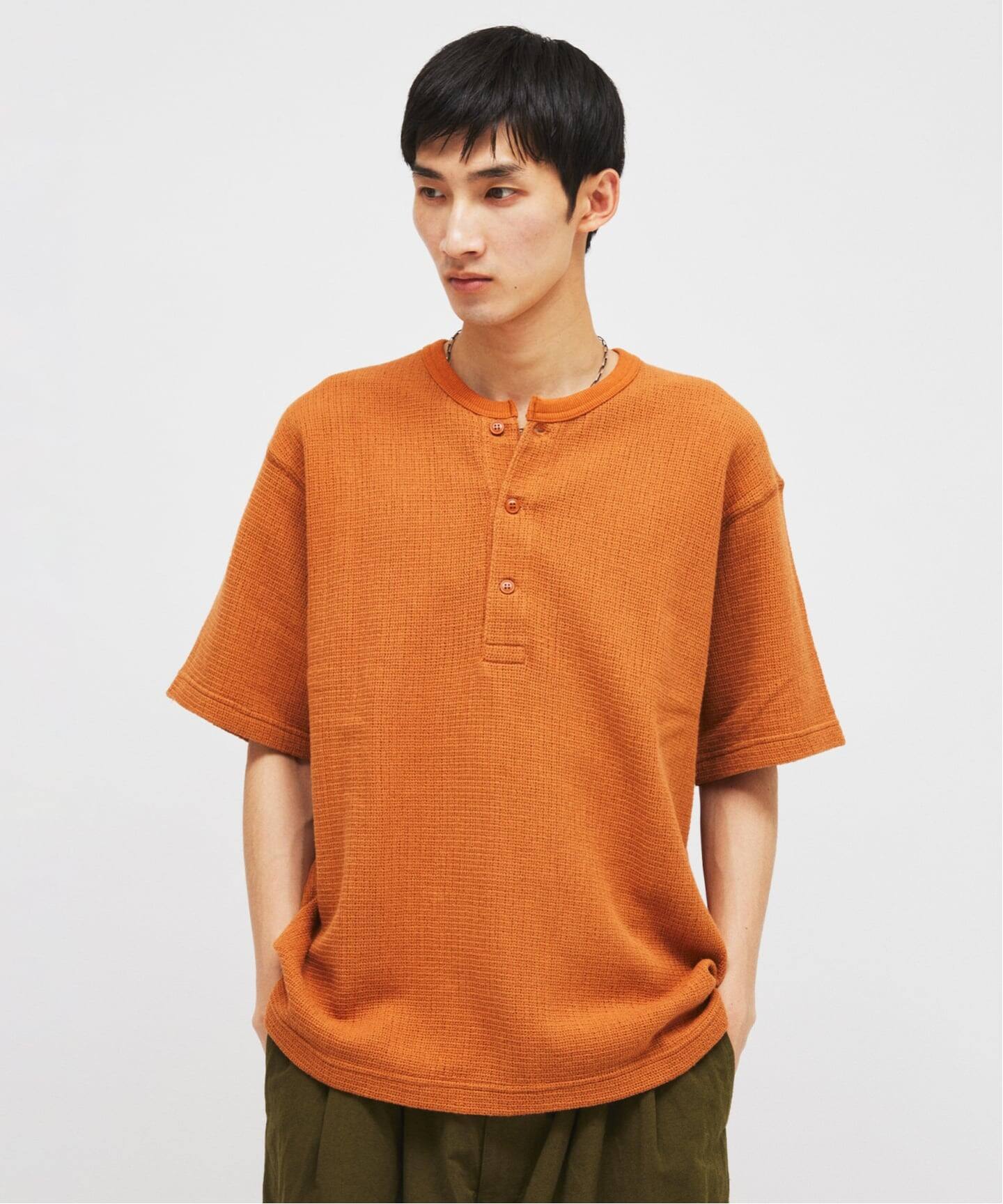 J.S.Homestead / レノ メッシュ ファブリック ヘンリー ネック Tシャツ