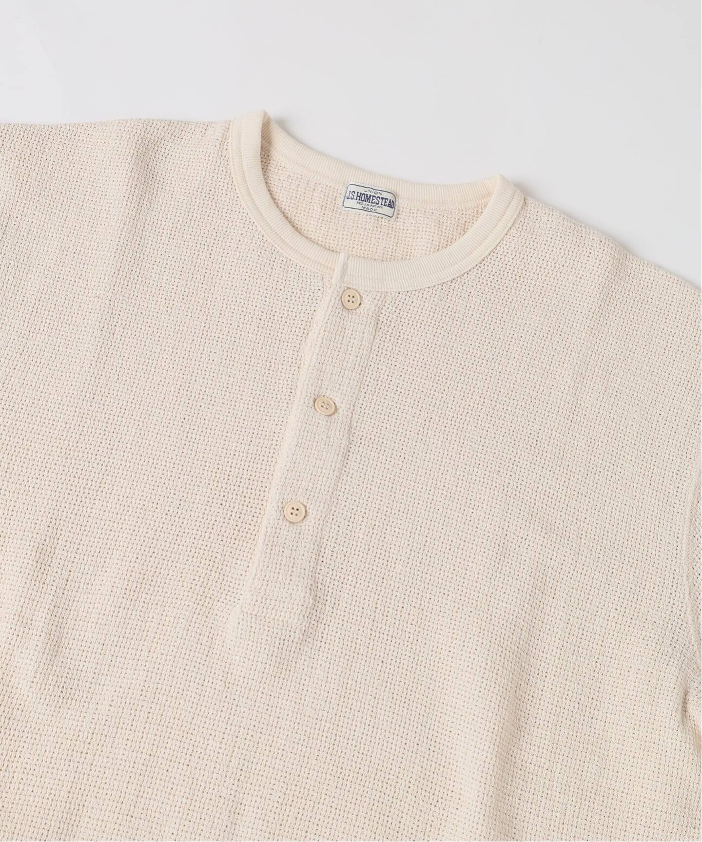 J.S.Homestead / レノ メッシュ ファブリック ヘンリー ネック Tシャツ