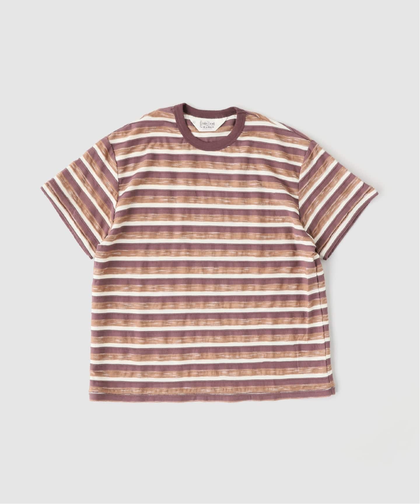 タグ付き ブレインデッド マルチストライプモックネックtee sizeL