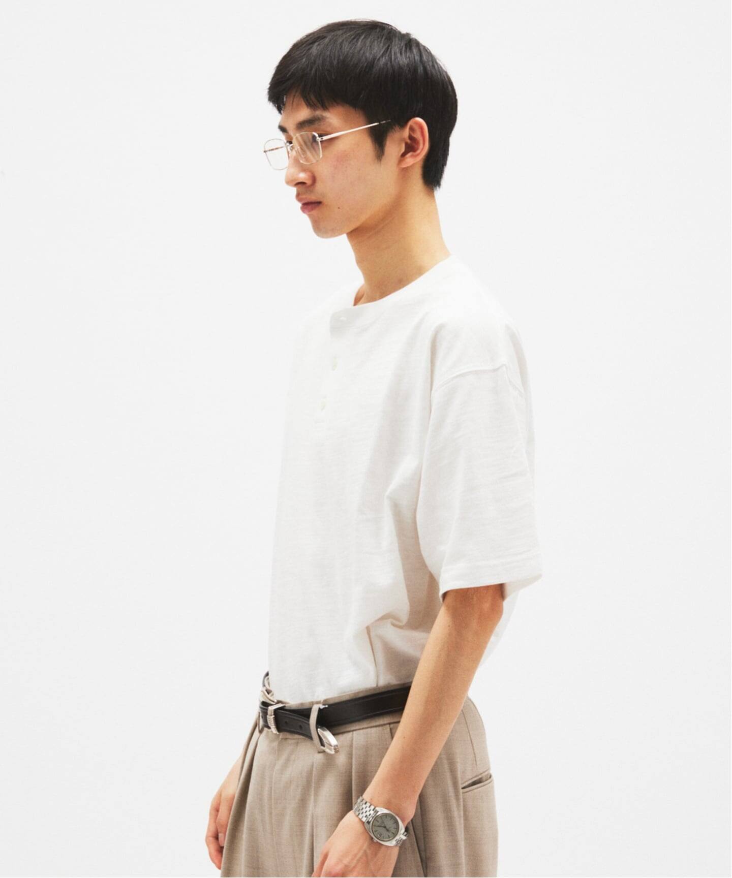 スラブ ヘンリー ネック 半袖 Tシャツ（Tシャツ／カットソー