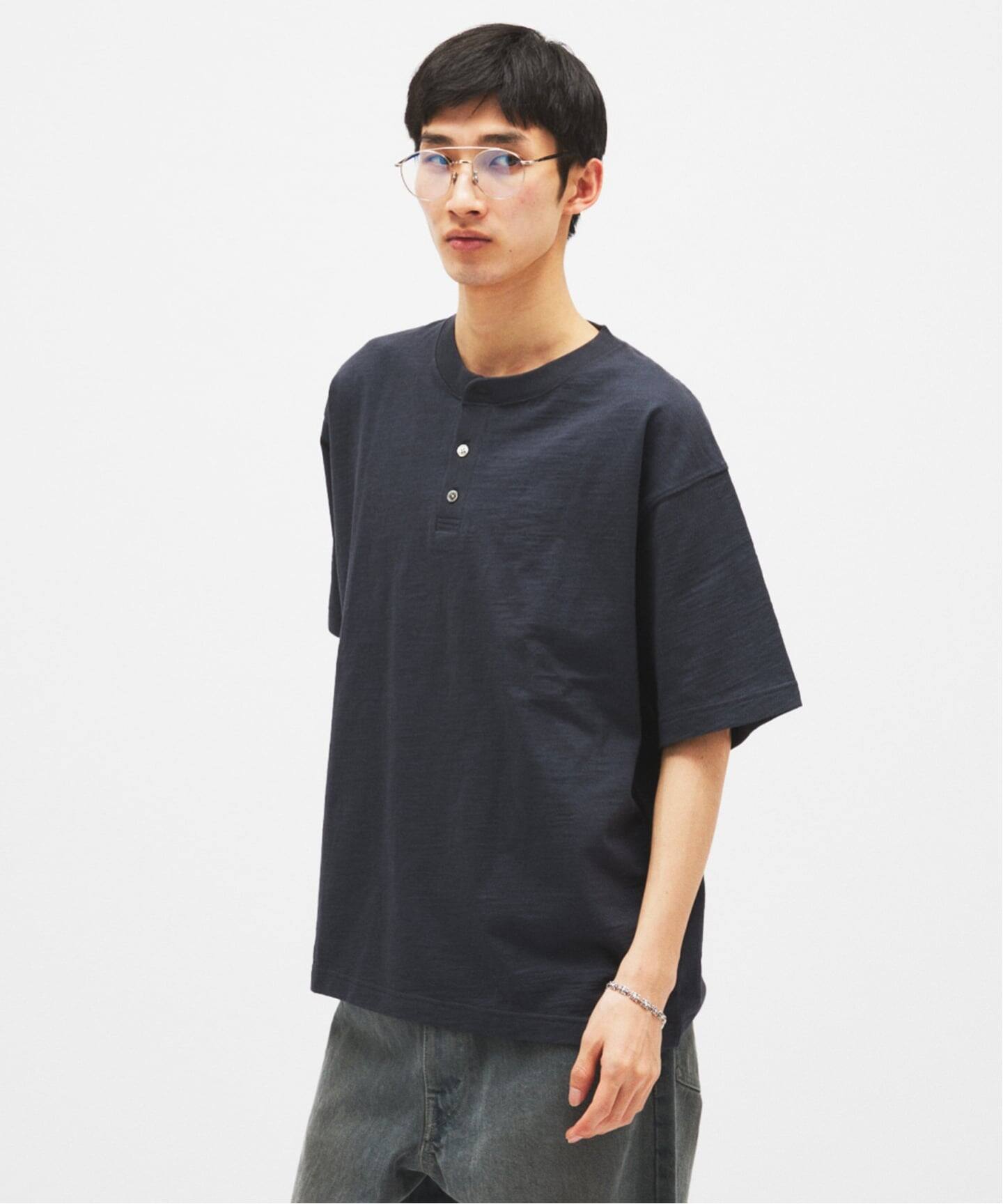 スラブ ヘンリー ネック 半袖 Tシャツ（Tシャツ／カットソー