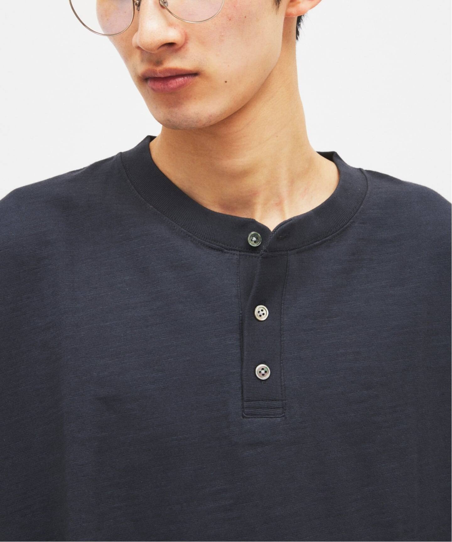 スラブ ヘンリー ネック 半袖 Tシャツ（Tシャツ／カットソー