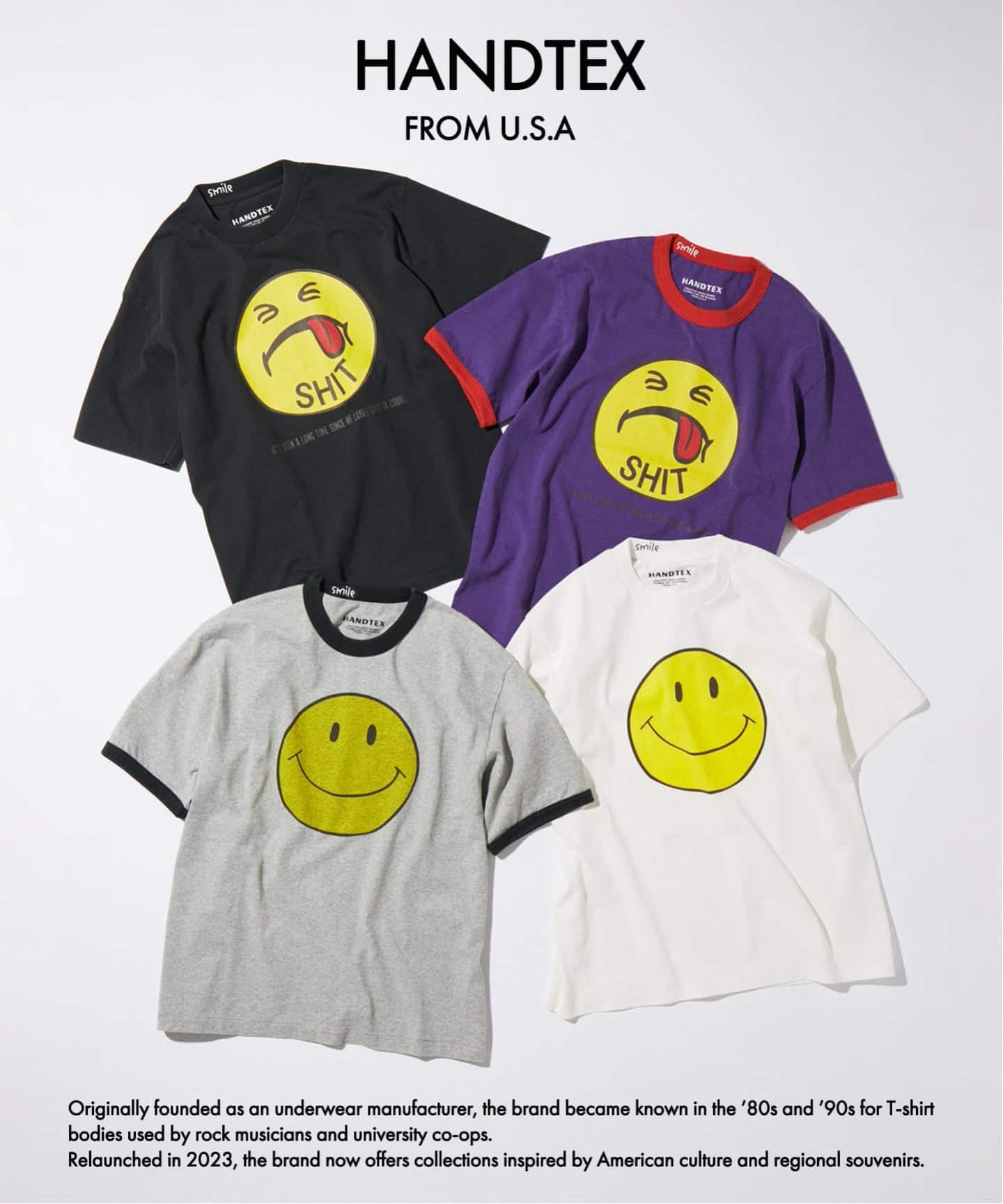 【Smile 】おまとめ2点　361110：Tシャツ153614：ブルゾン 予約》HANDTEX / ハンドテックス 別注 SMILE スマイル Tシャツ（T