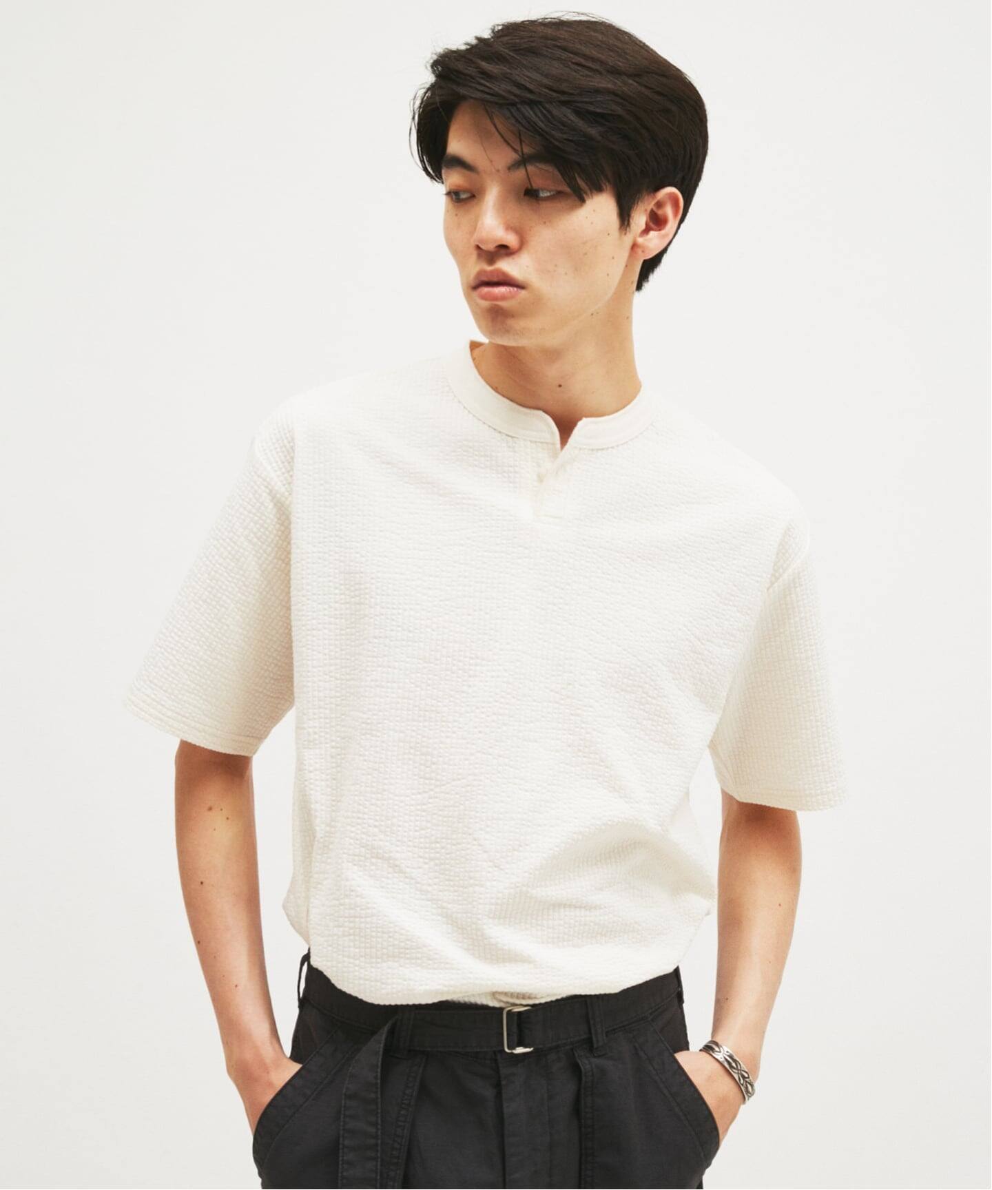 カット サッカー ヘンリーネック Tシャツ（Tシャツ／カットソー