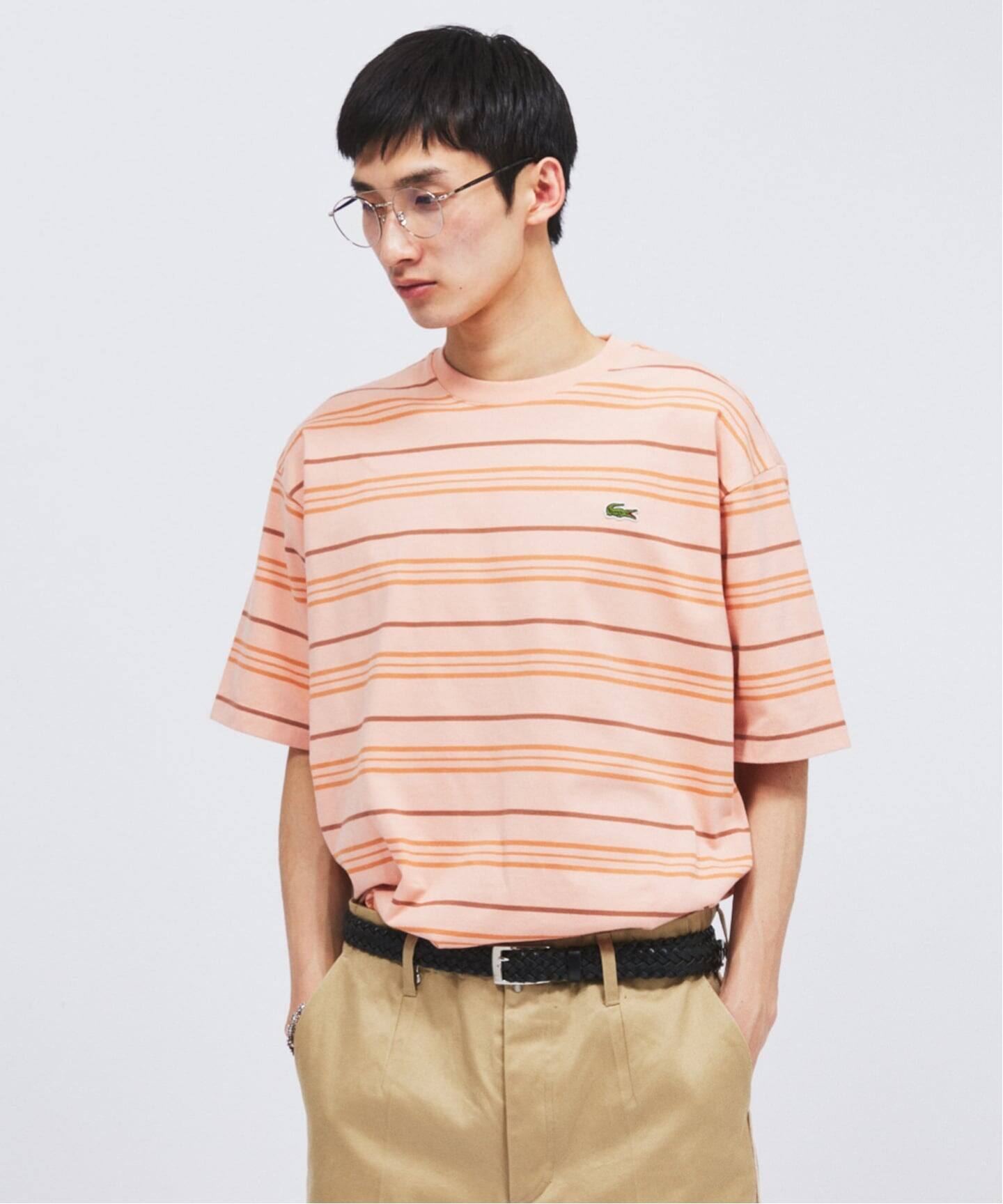 LACOSTE / ラコステ 別注 マルチ ストライプ クルーネック Tシャツ（T