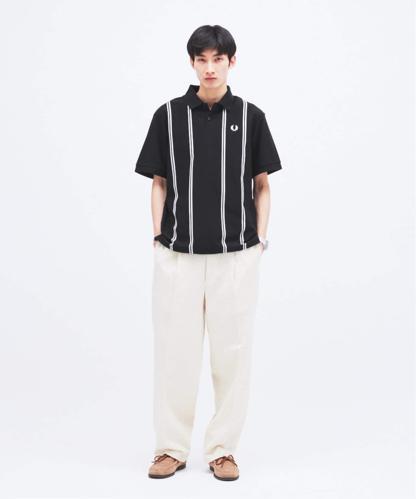 予約》FRED PERRY / フレッドペリー 別注 ストライプ ピケ ポロシャツ