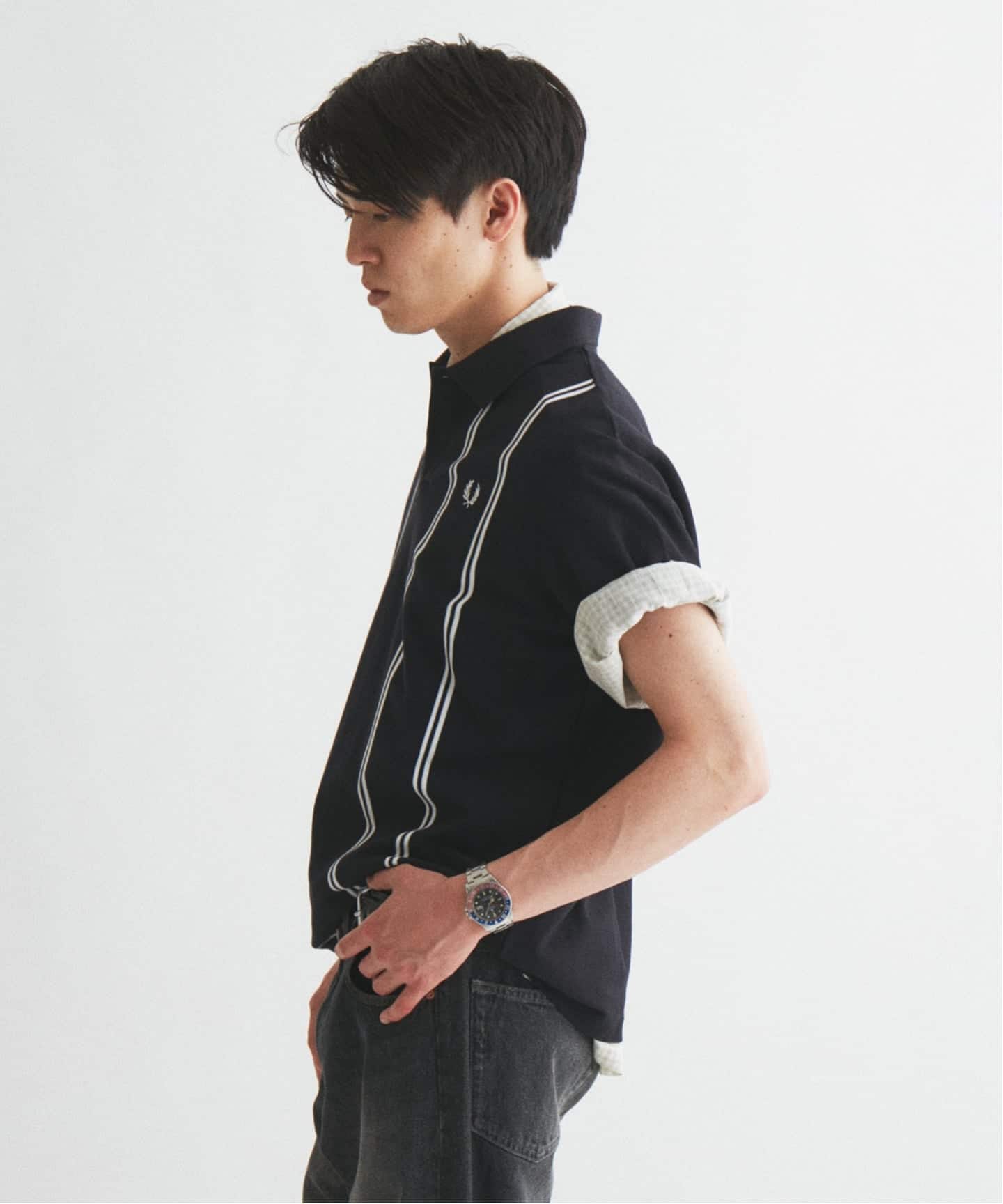FRED PERRY / フレッドペリー 別注 ストライプ ピケ ポロシャツ