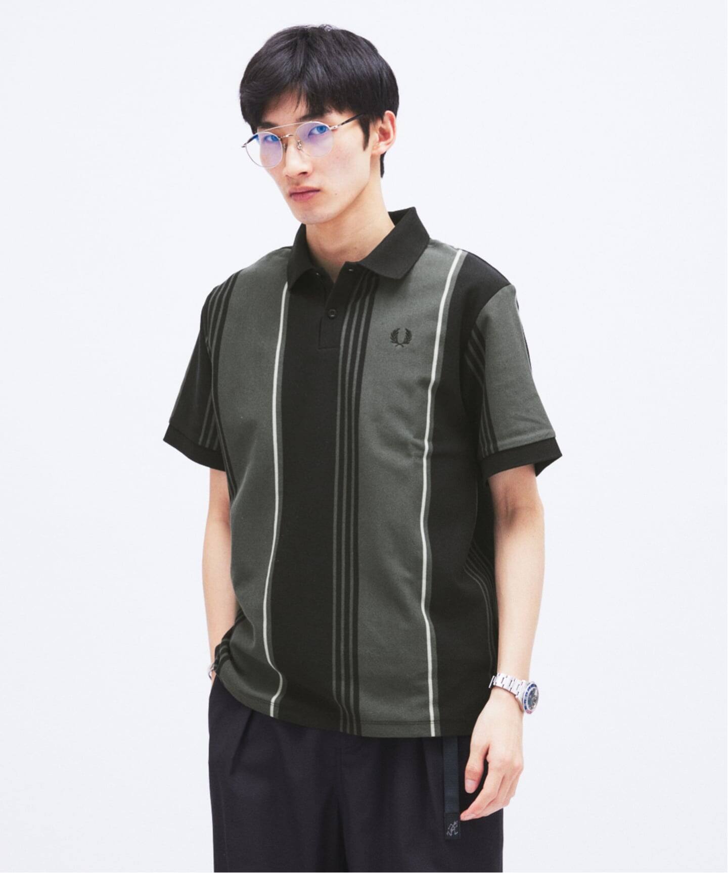 予約》FRED PERRY / フレッドペリー 別注 ストライプ ピケ ポロシャツ