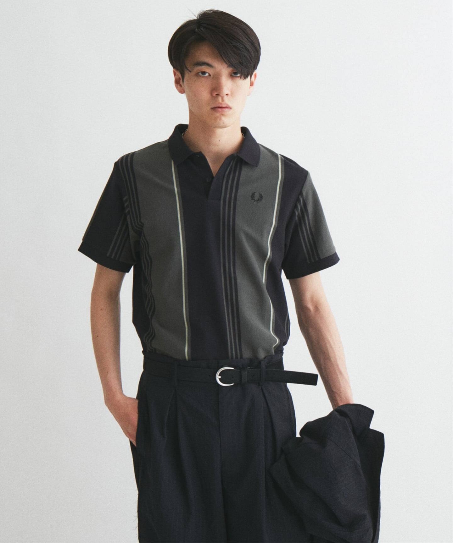 予約》FRED PERRY / フレッドペリー 別注 ストライプ ピケ ポロシャツ