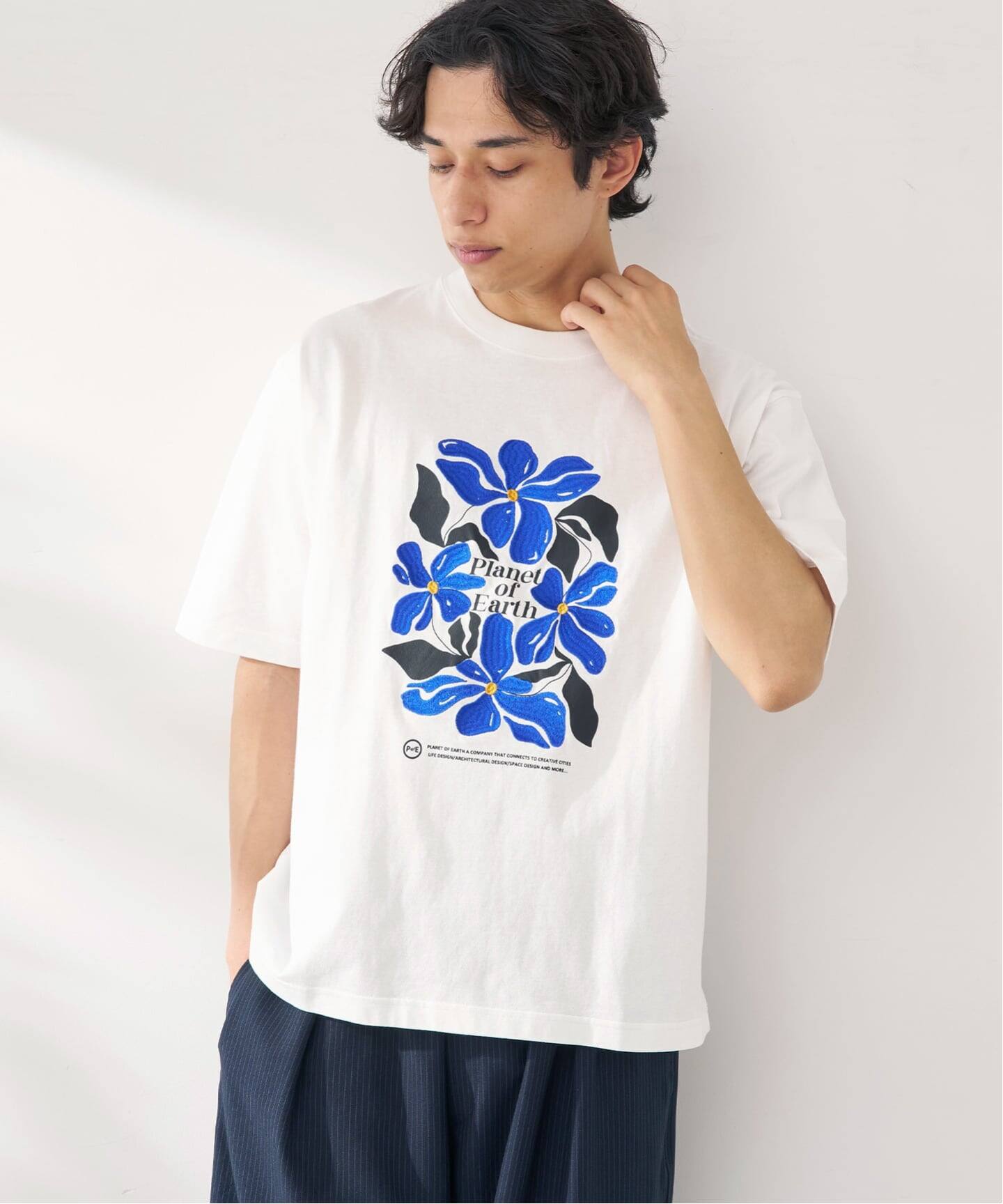 PLANET OF EARTH FLOWER EMB TEE（Tシャツ／カットソー）｜B.C STOCK