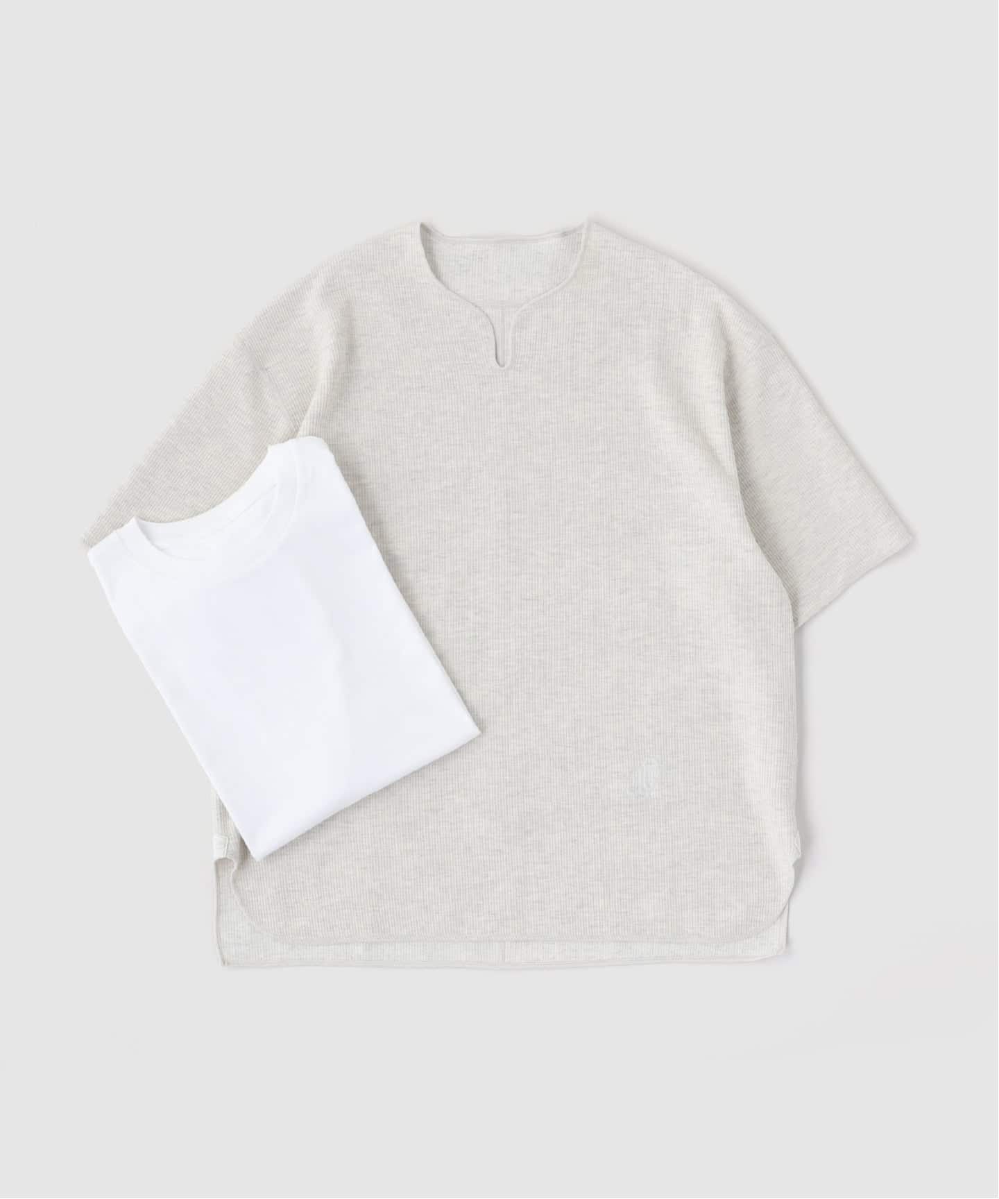 値下げmeer. NECK SLIT TEE ネックスリットTシャツ　２枚セット 2点セット】スリットネックサーマル TEE（Tシャツ／カットソー）｜B.C