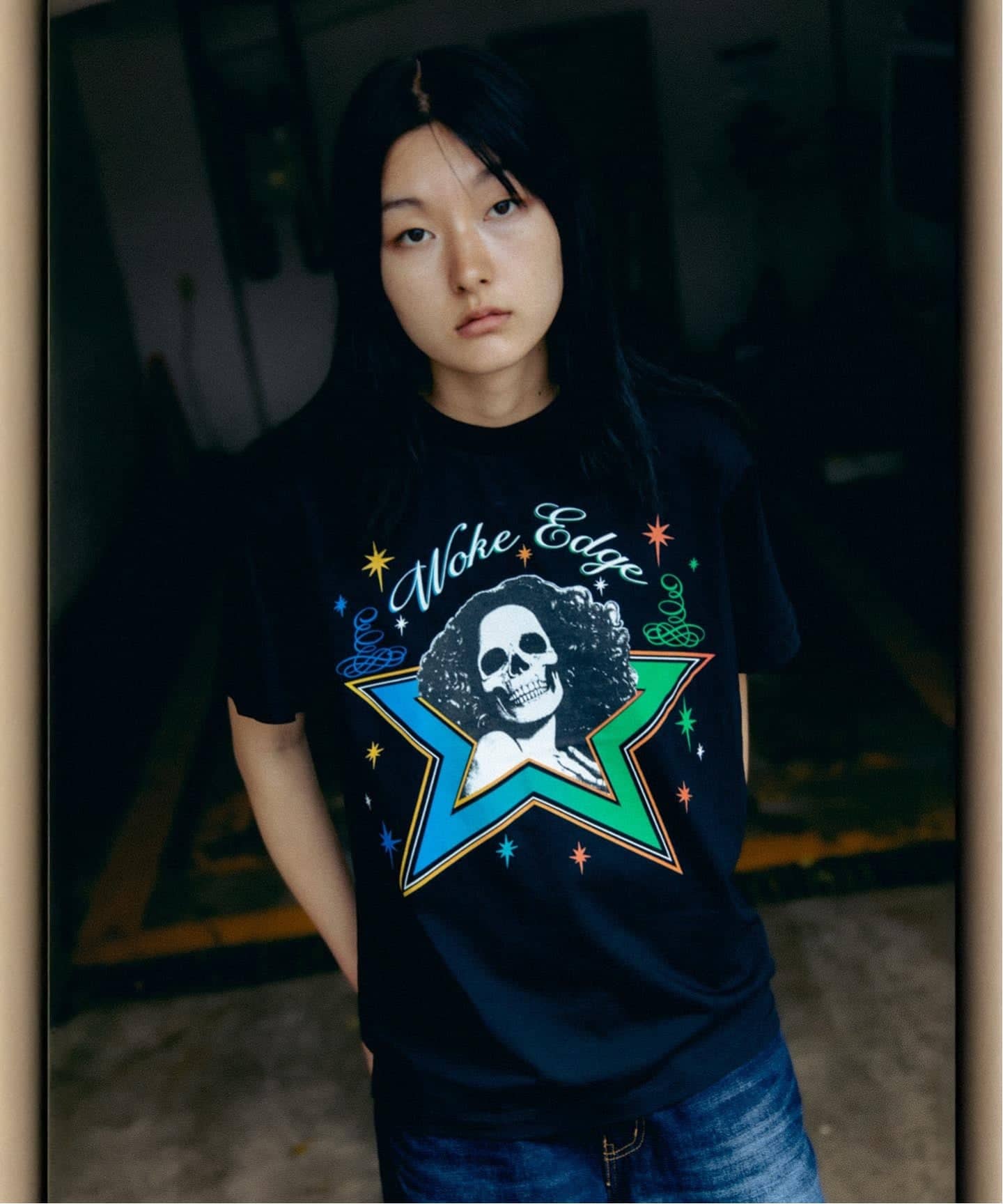 woke edge ウォークエッジ　スウェット　かつきくん着用 WOKE EDGE / ウォークエッジ Skull Star Tee（Tシャツ／カットソー