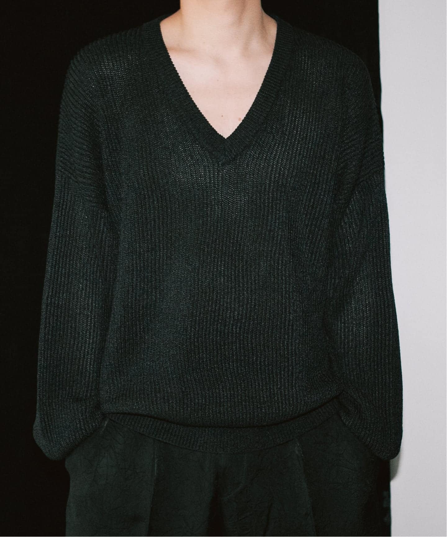 CRISTA SEYA / クリスタ セヤ】RIBBED V NECK DROPSHOULDER SW（ニット