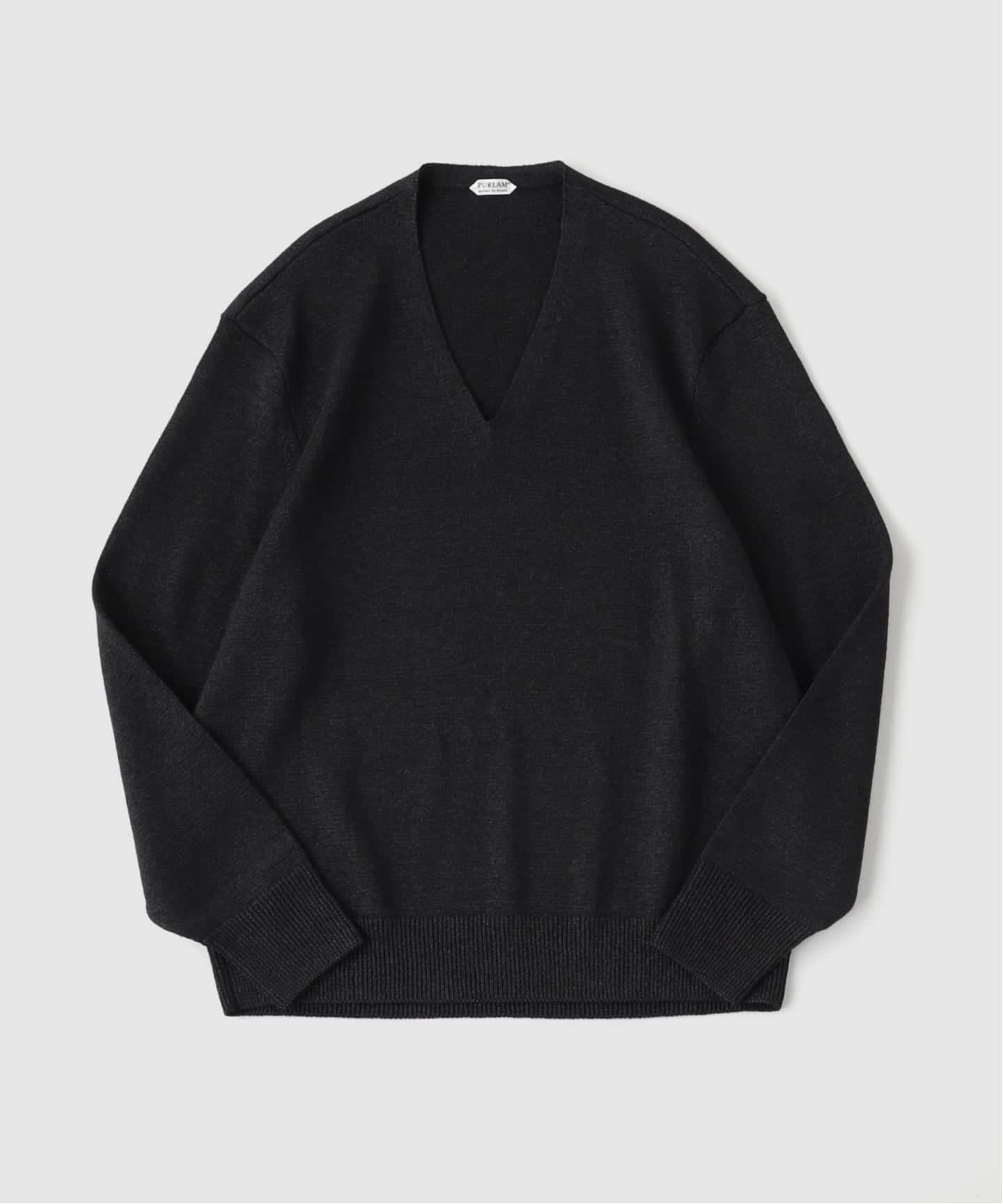 【PURLAM】WASHI TENJIKU V-NECK 和紙ニット PURLAM / プラム】WASHI Middle-gaugeTENJIKU Vneck L：ニット（ニット