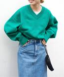スウェットライクVネックニットプルオーバー