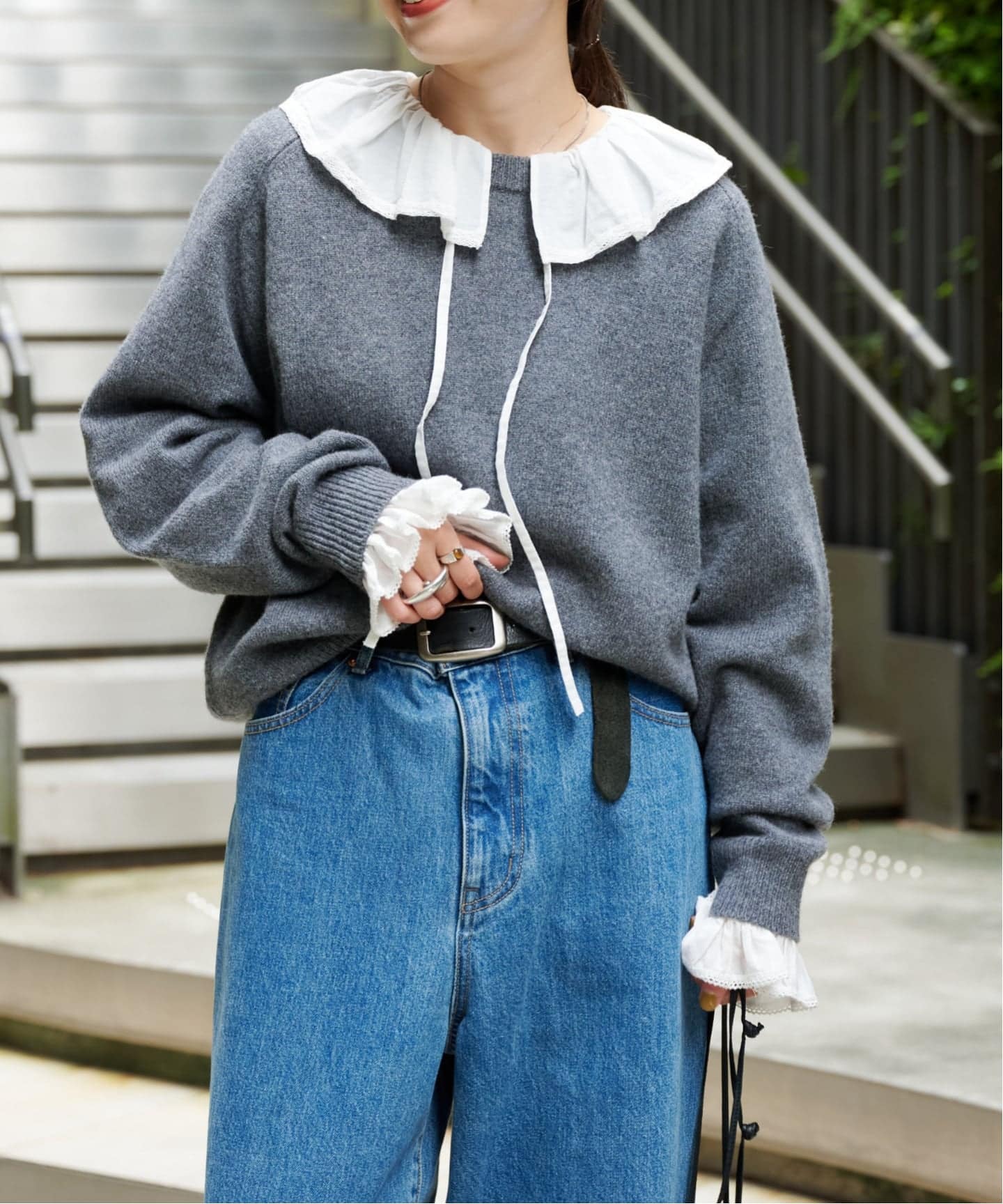 S ☆新品☆ ニューバランス タイプライターロゴ クルーネックニット　グレー ≪予約≫WOOL SIGNATURE クルーネックニット（ニット／セーター