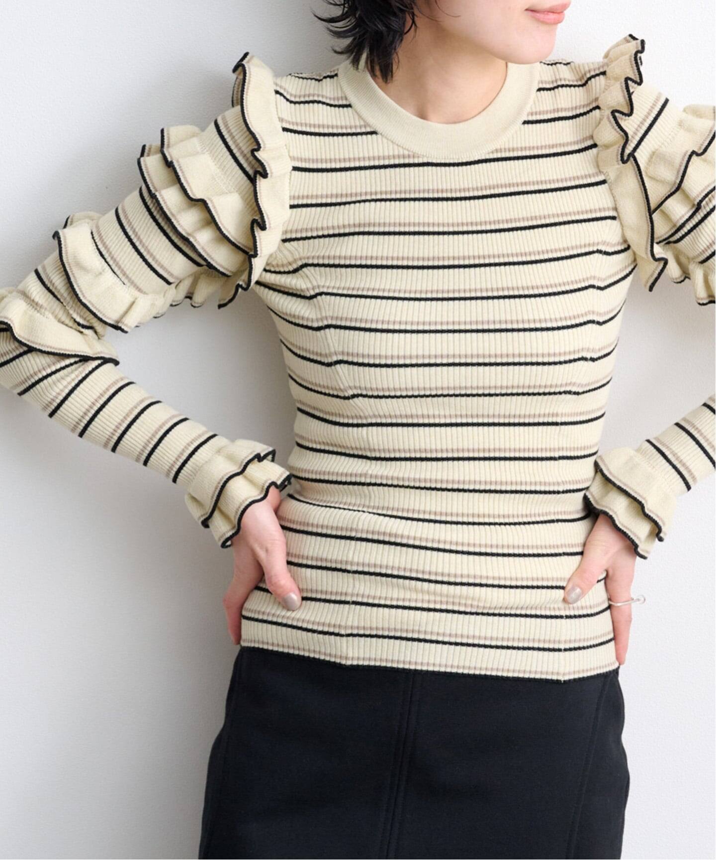 CLANE FRILL SLEEVE KNIT TOPS サイズ1 CLANE/FRILL SLEEVE KNIT TOPS｜Daytona Park(FREAK'S STORE公式通販)