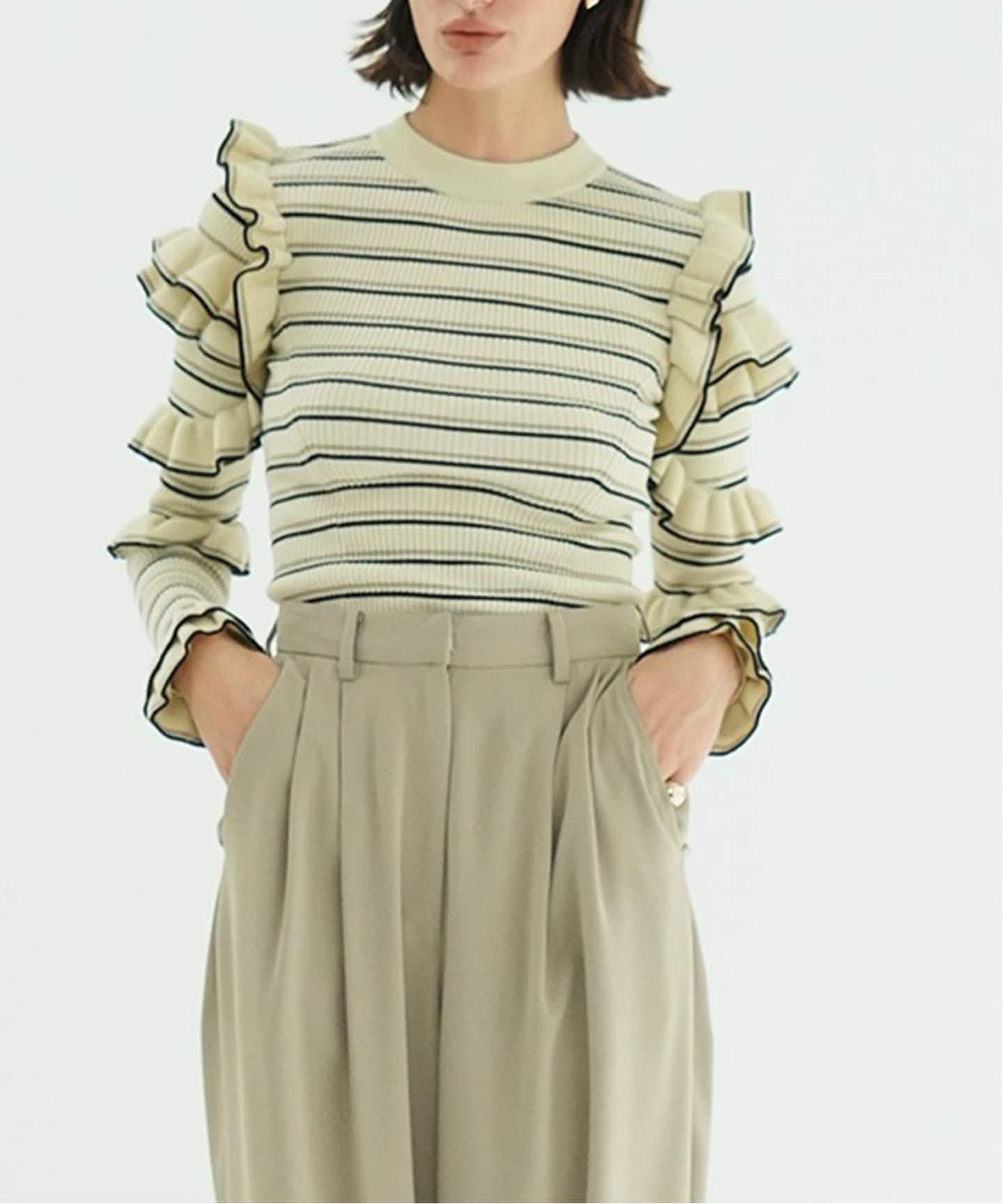 トップス CLANE FRILL SLEEVE KNIT TOPS FRILL SLEEVE KNIT TOPS｜TOPS(トップス)｜CLANE OFFICIAL ONLINE STORE