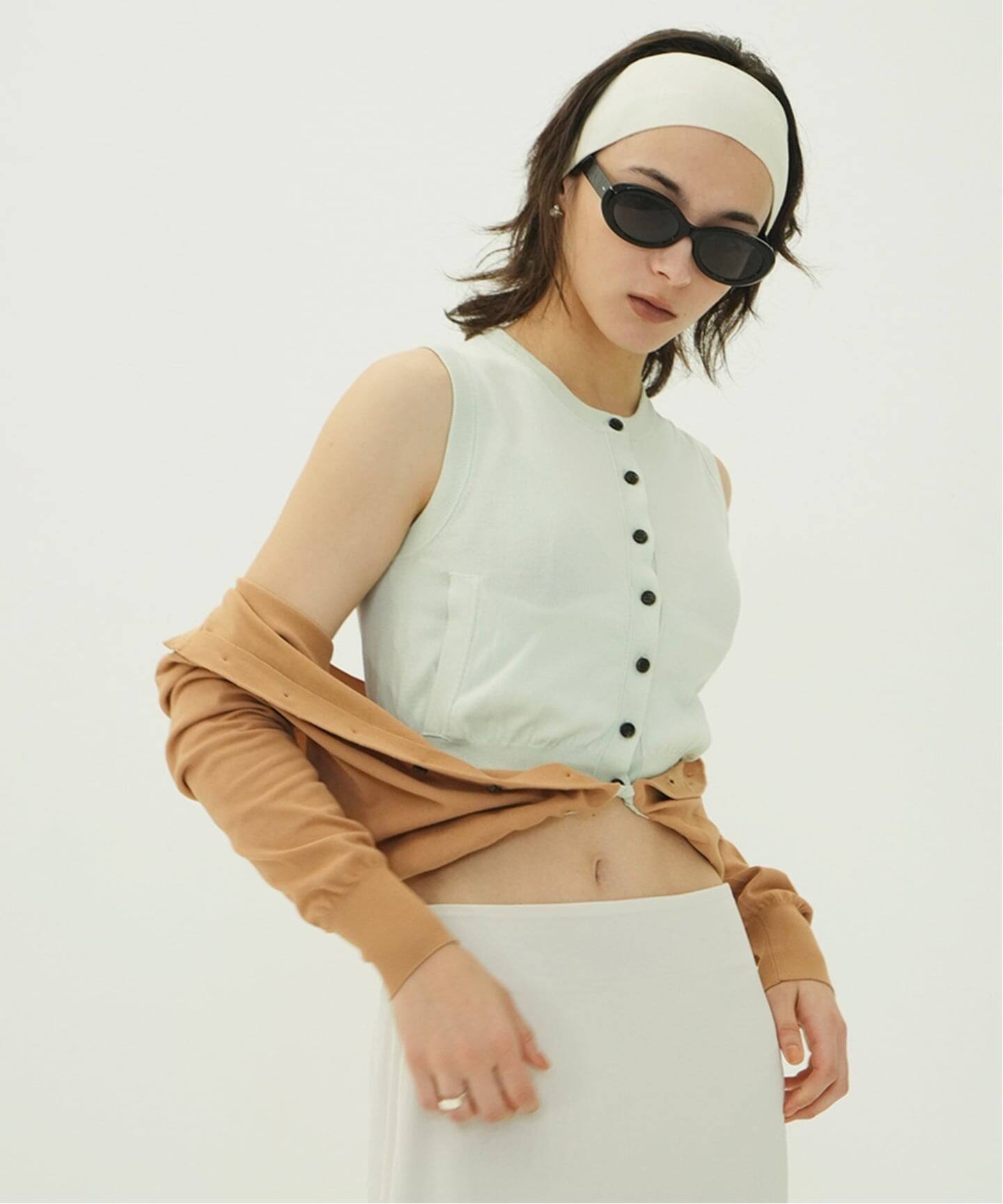 CLANE W LAYERED KNIT CARDIGAN ベージュ サイズ2 CLANE - レイヤーニットカーディガン - W LAYERED KNIT CARDIGAN