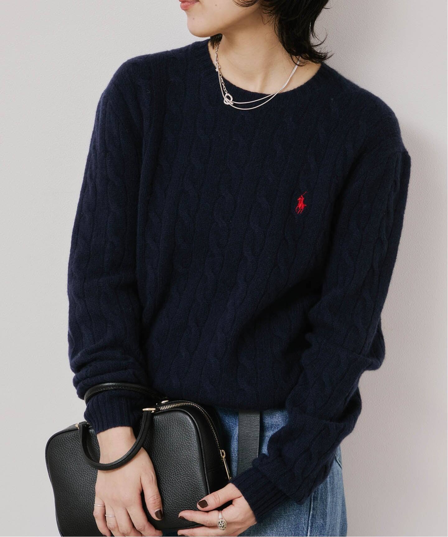 POLO RALPH LAUREN ウールカシミヤケーブルクルーネックセーター 