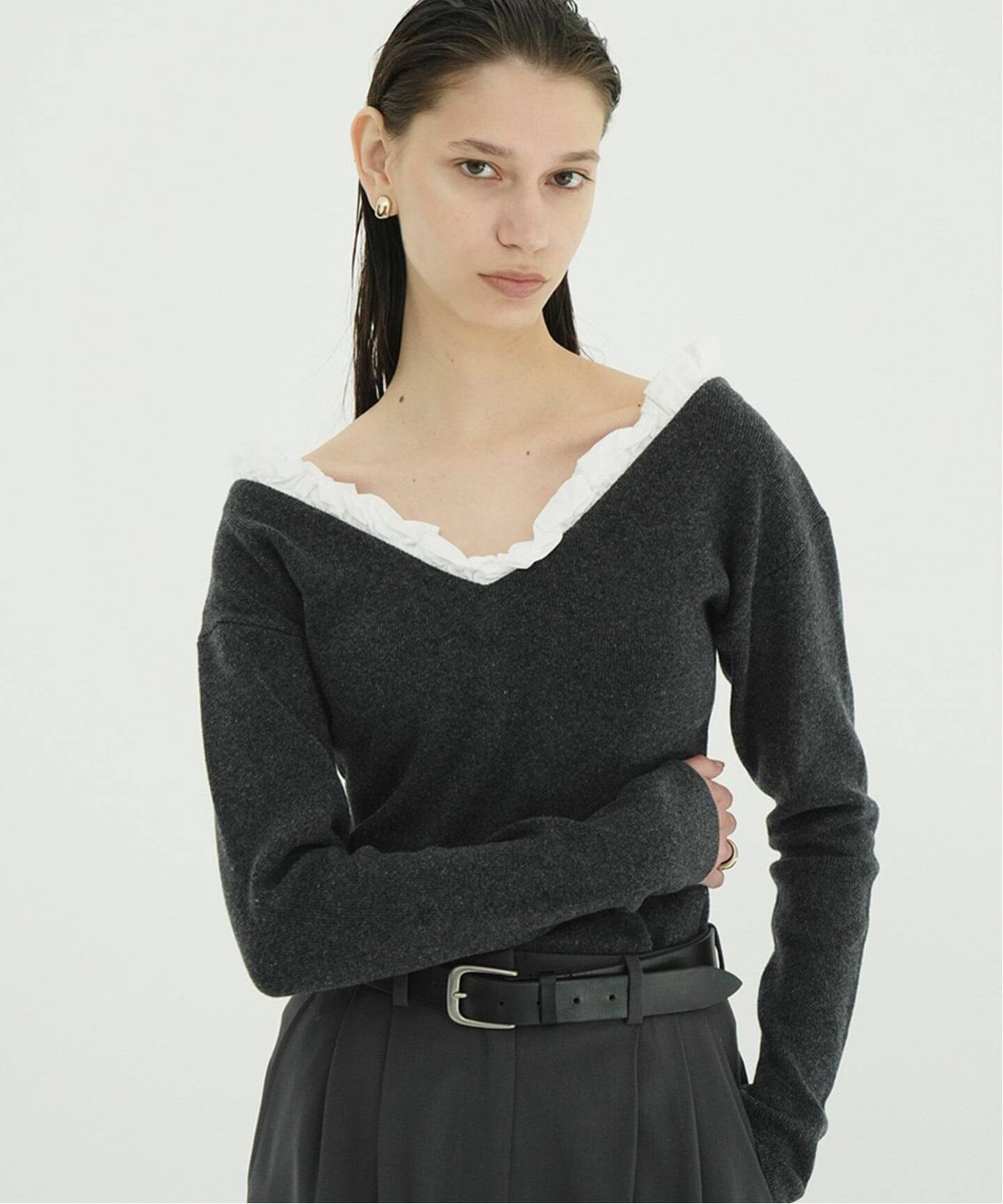 CLANE 2WAY FRILL V NECK KNIT TOPS（ニット／セーター）｜BOICE FROM