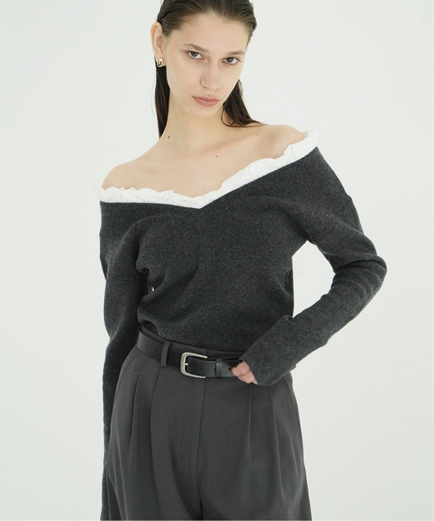 CLANE 2WAY FRILL V NECK KNIT TOPS（ニット／セーター）｜BOICE FROM