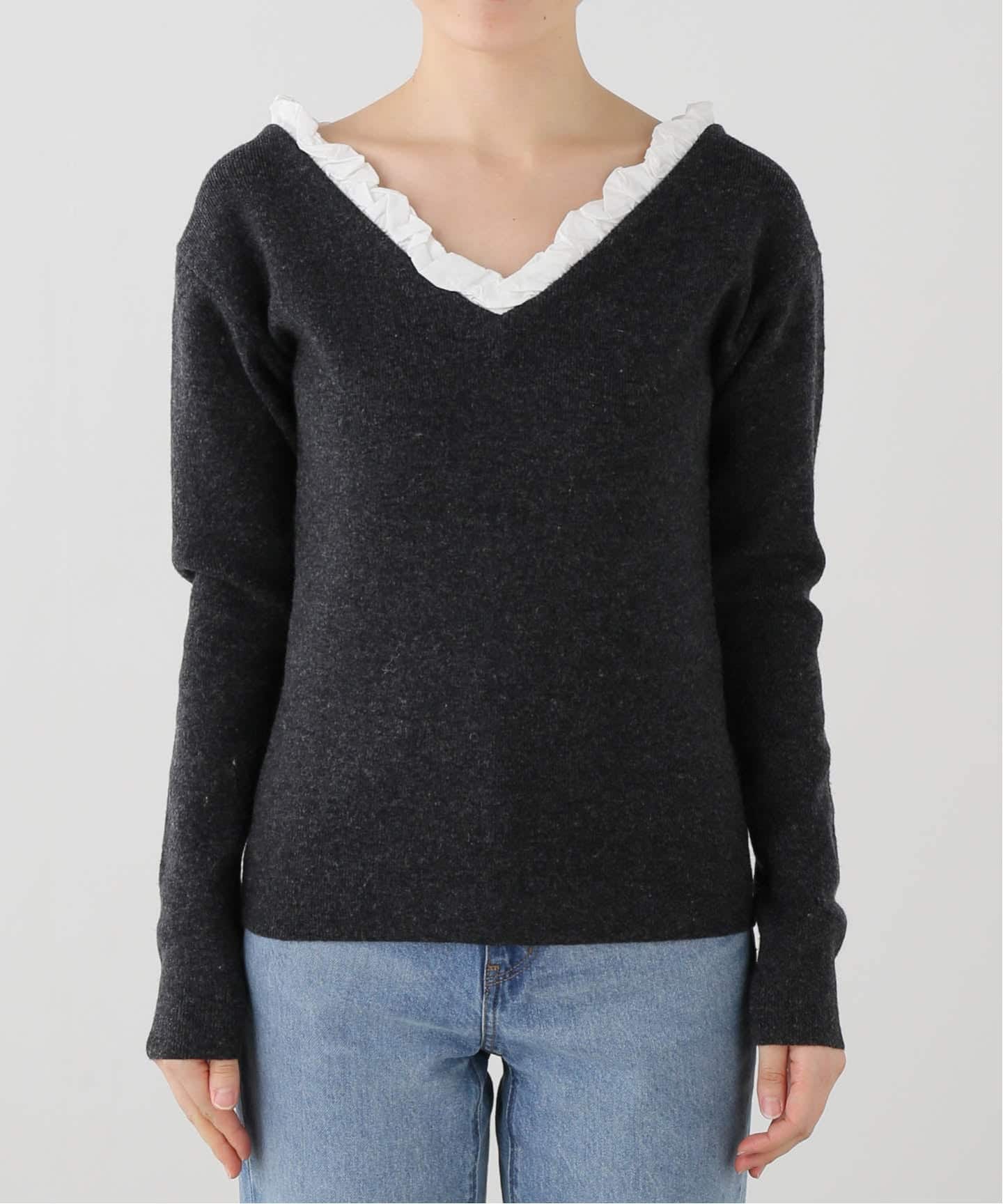CLANE 2WAY FRILL V NECK KNIT TOPS（ニット／セーター）｜BOICE FROM