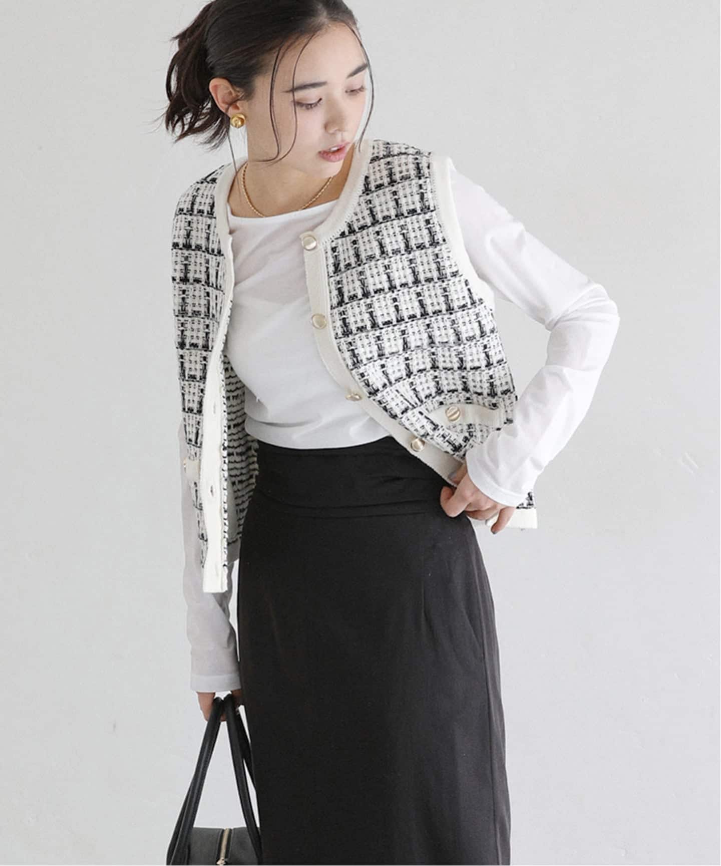 新品ラトータリテツイードベスト 洗える】TORRAZZO DONNA/トラッゾドンナ ツィードコットンベスト