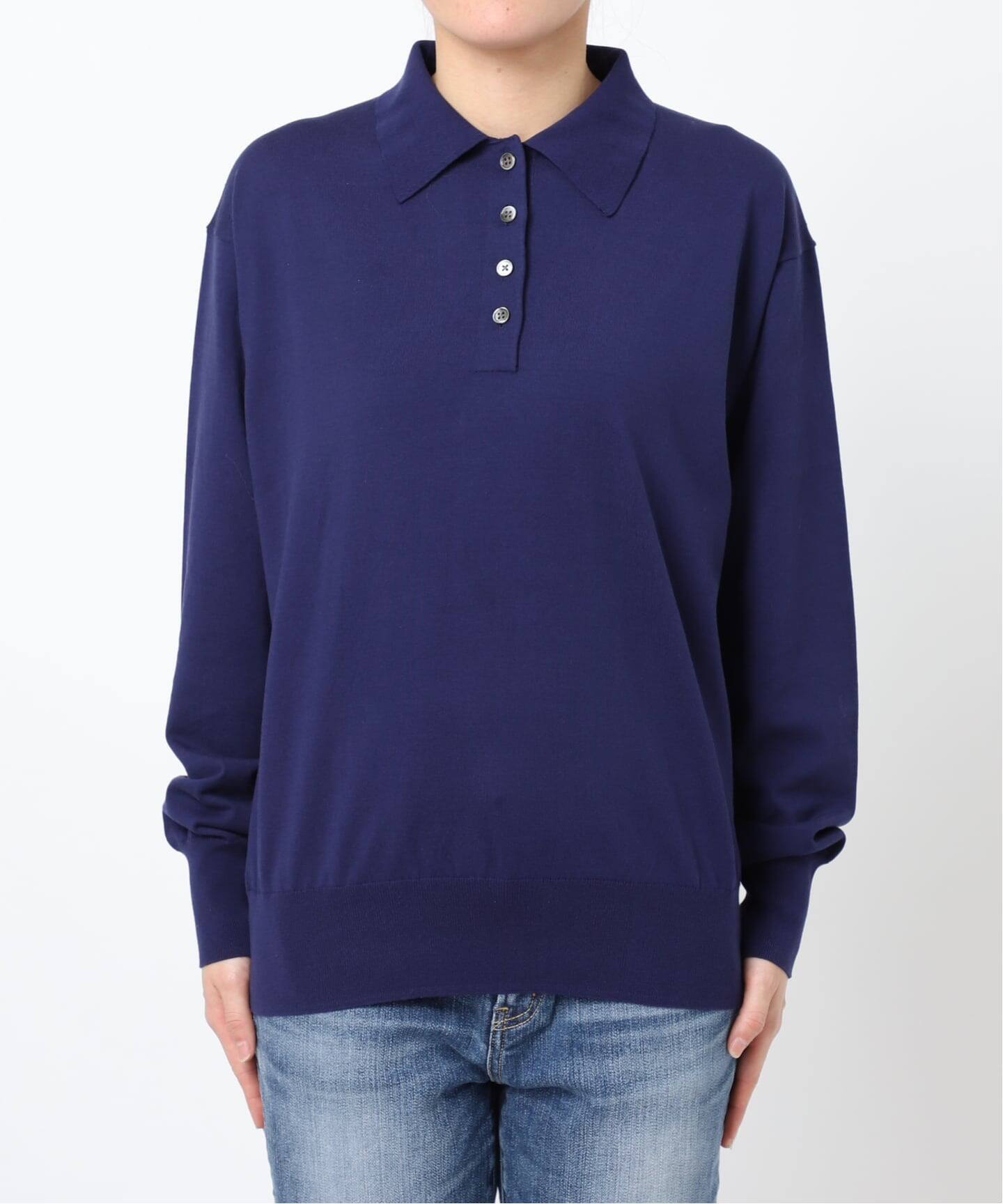 【新品】Ballseyネイビーリブ編み五分丈ポロシャツ 新品】Ballseyネイビーリブ編み五分丈ポロシャツ - メルカリ
