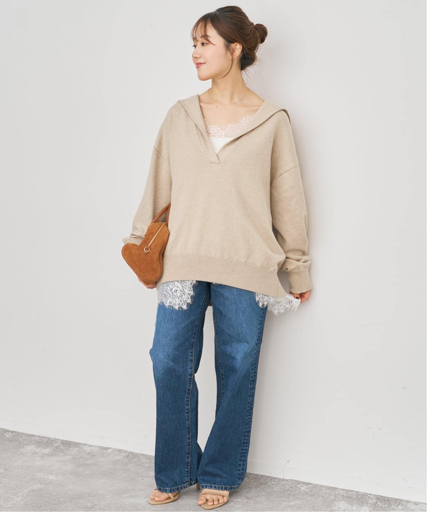 予約》コットンカシミヤフードニットプルオーバー（ニット／セーター