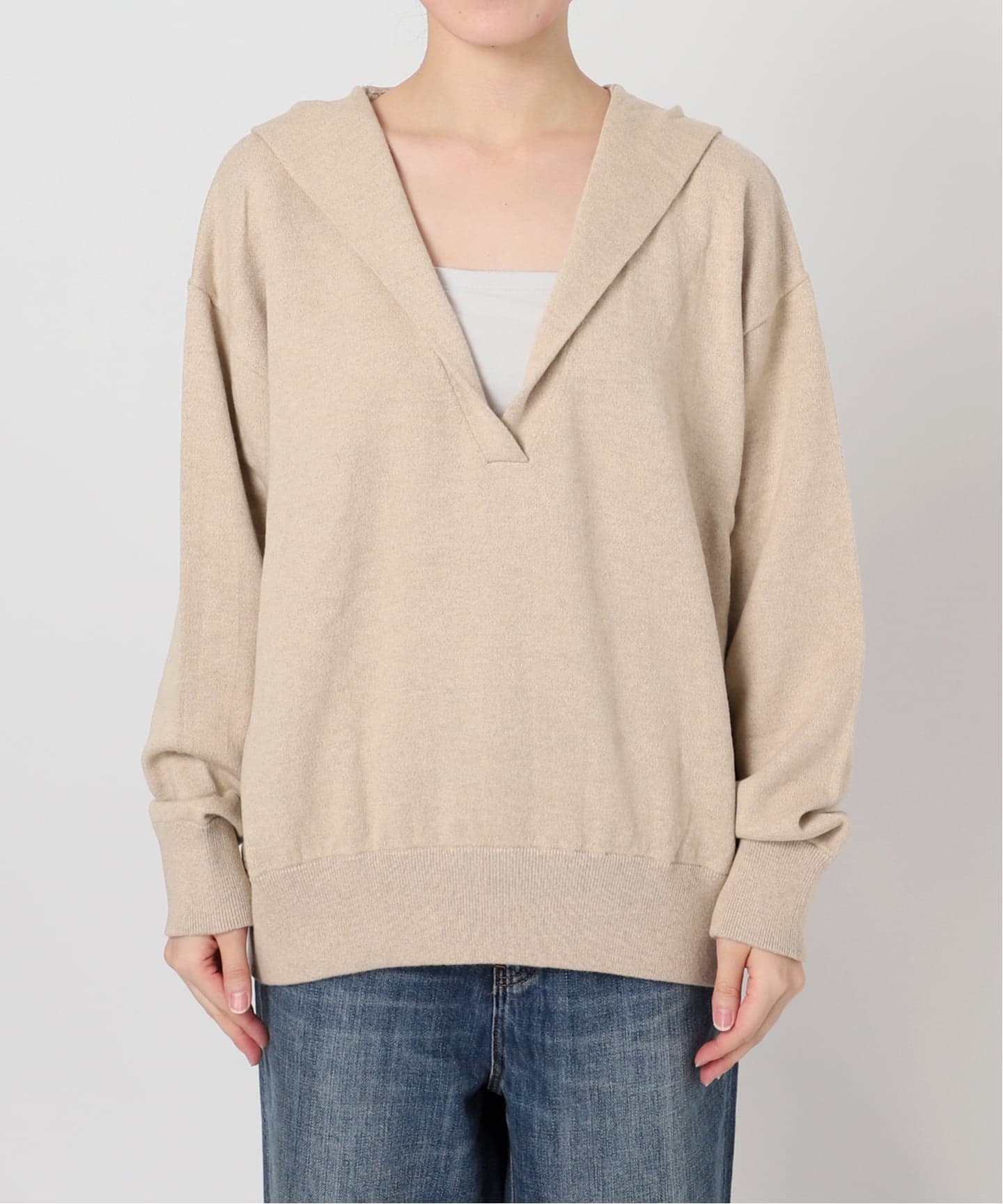 予約》コットンカシミヤフードニットプルオーバー（ニット／セーター