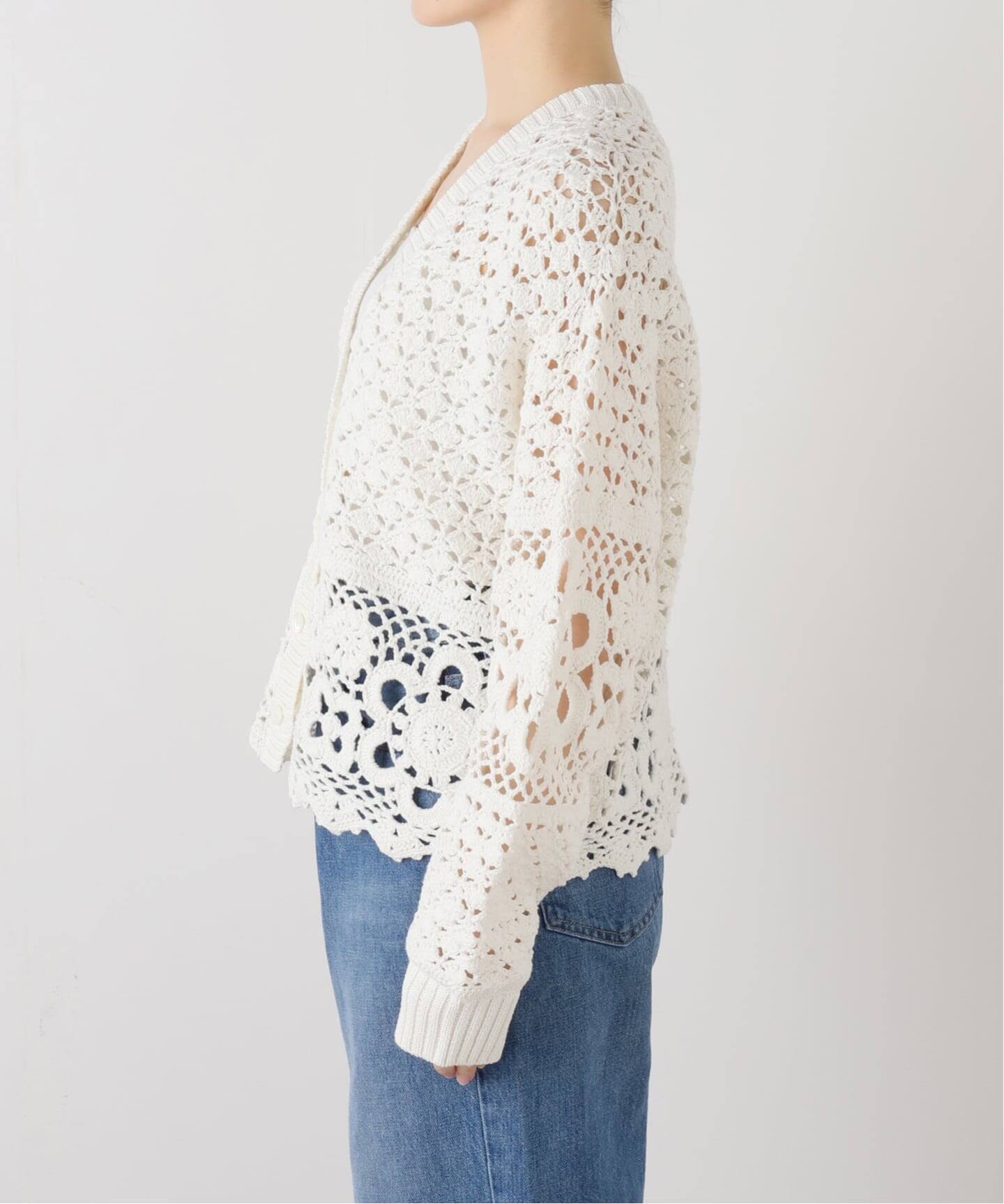 U by SPICK&amp;SPAN ローゲージケーブルカーディガン Spick＆Span（スピック アンド スパン） カーディガン カギ針