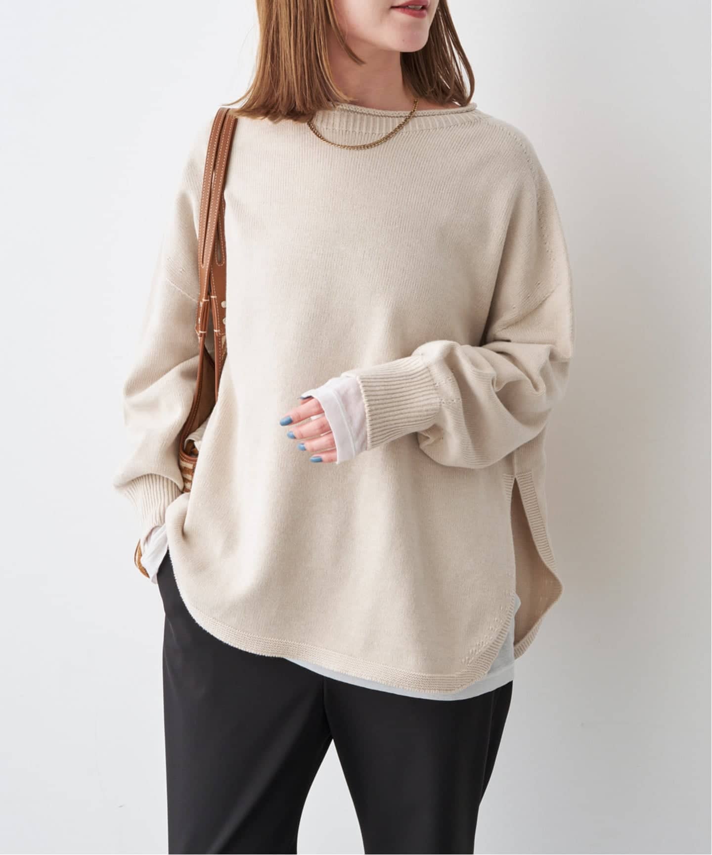 バルキーヤーンルーズボートネックニット（ニット／セーター）｜Spick