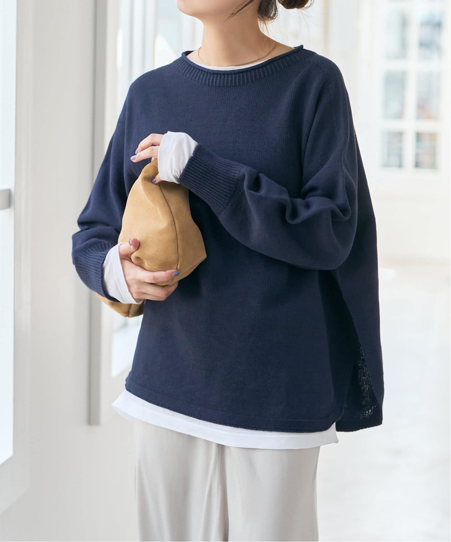 バルキーヤーンルーズボートネックニット（ニット／セーター）｜Spick