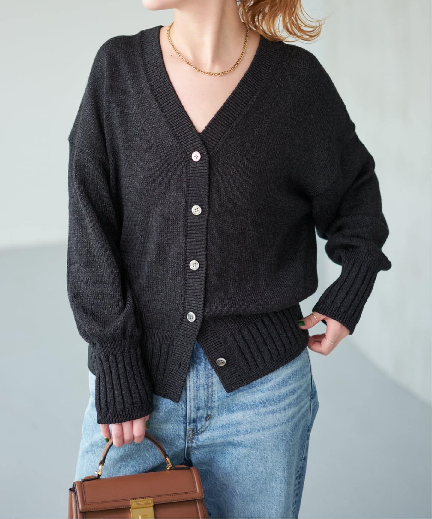 レーヨンペーパーヤーンVネックカーディガン（カーディガン）｜Spick