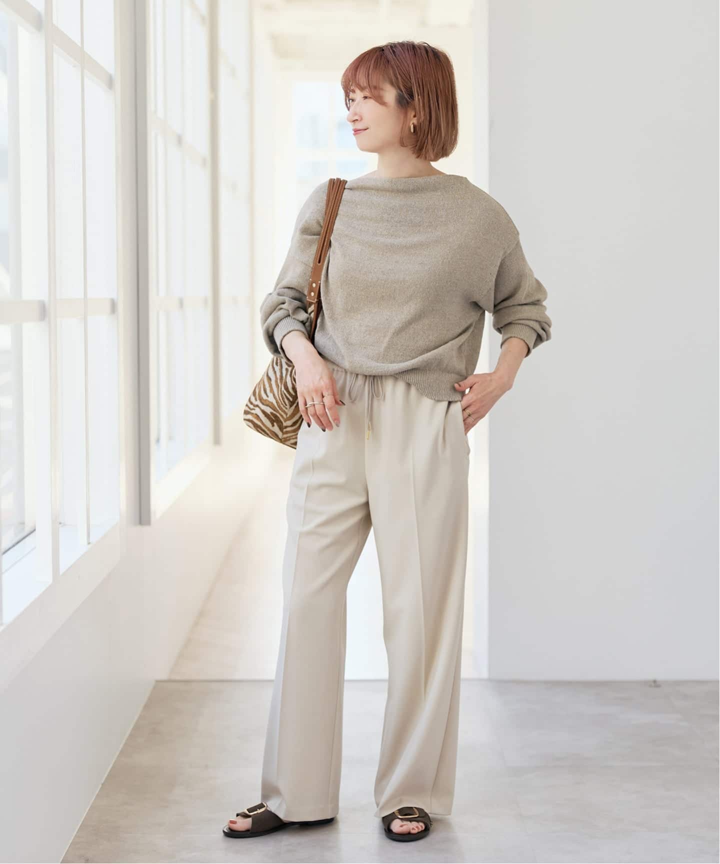 シルクコンペーパーヤーンニュアンスネックニット Spick & Span｜シルクコンペーパーヤーンニュアンスネックニット