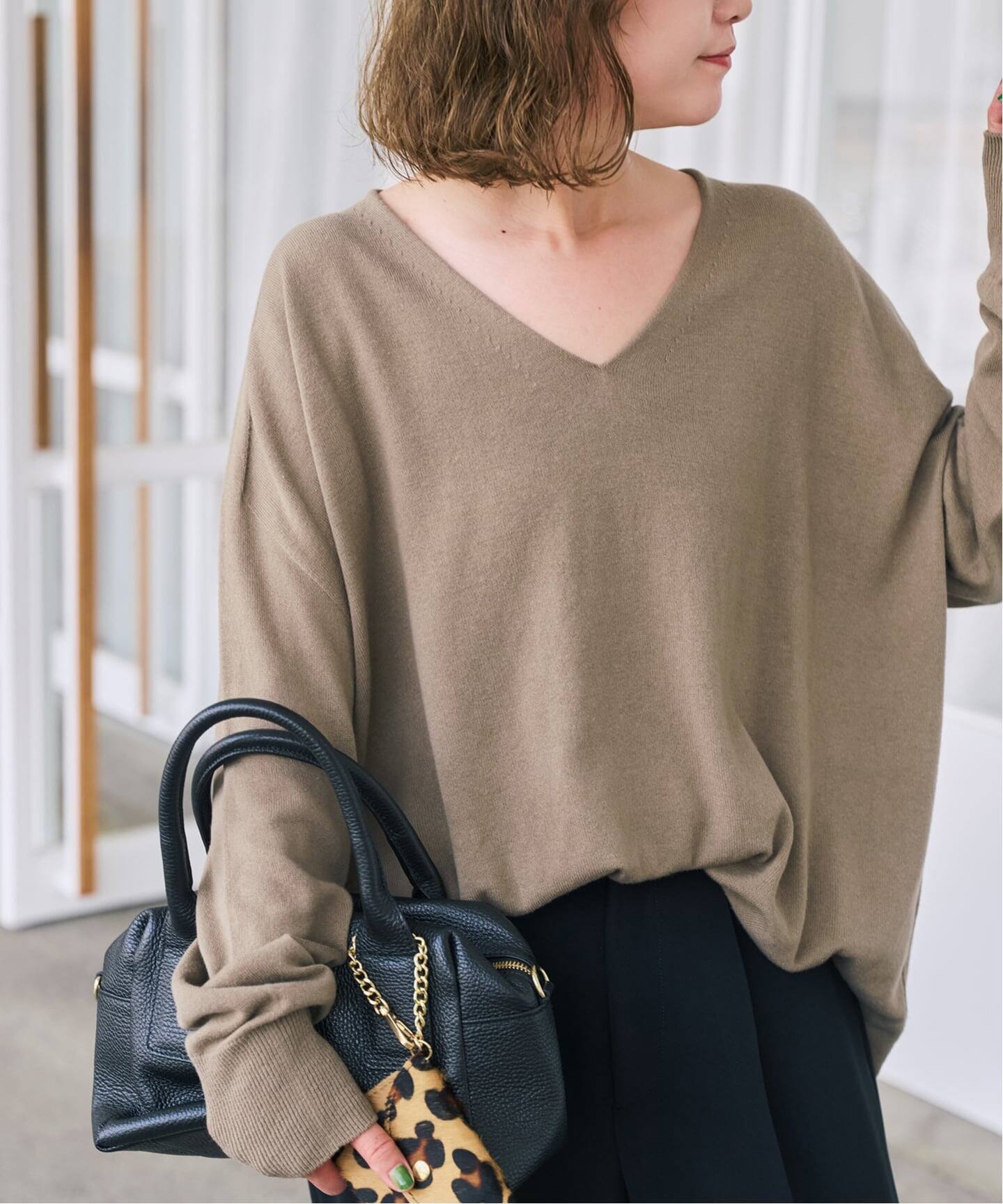 Spick & Span＊コットンバルキーヤーンルーズVネックプルオーバー 全新色 / 追加予約》コットンバルキーヤーンルーズVネックプルオーバー