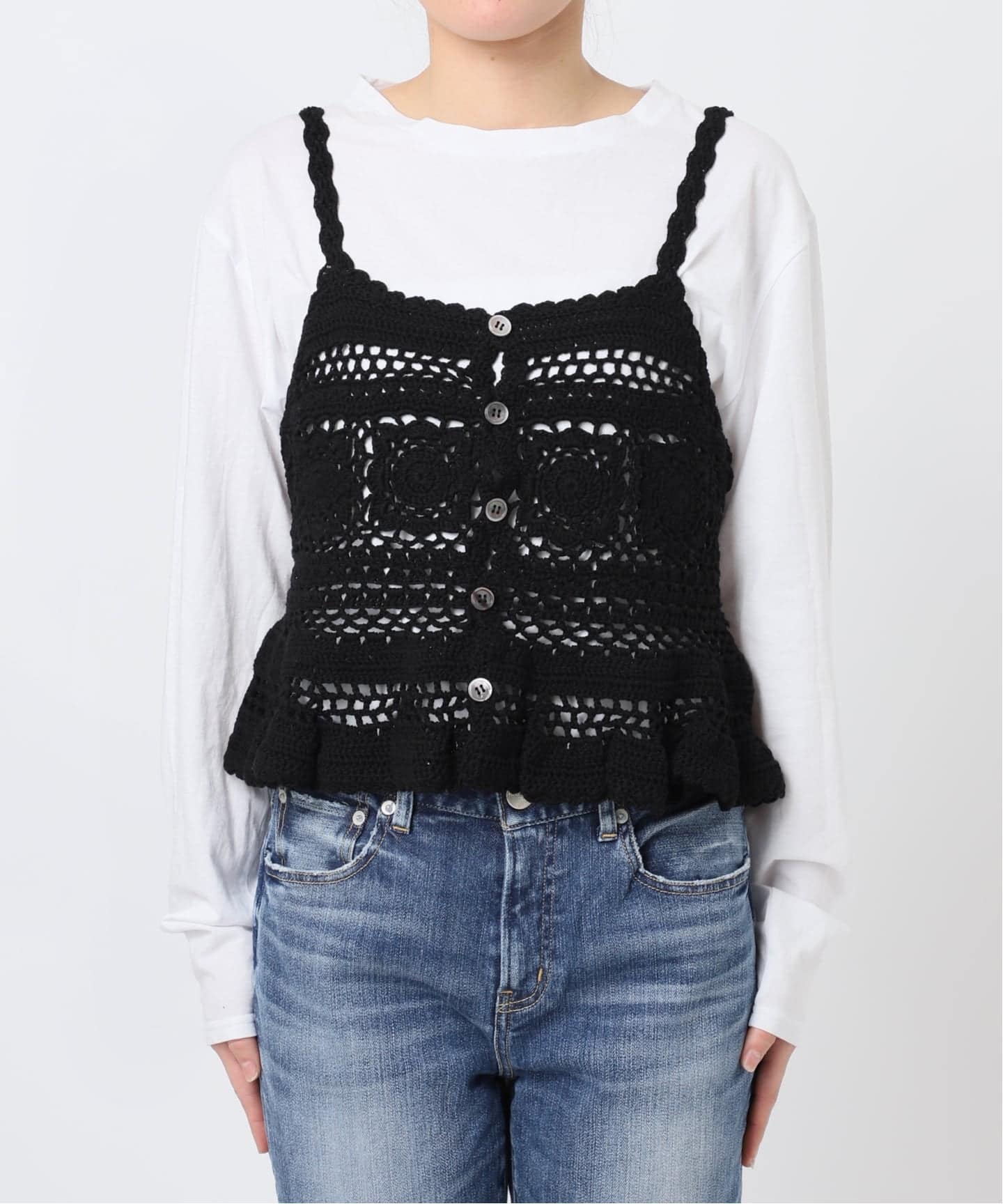 予約》コットンカギ針 ニットキャミソール（キャミソール）｜Spick and