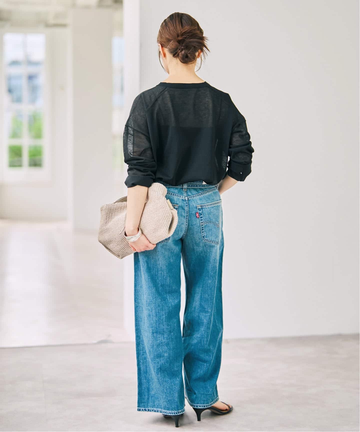 美品✨スピックアンドスパン コットンリネンシアーニットプルオーバー イエロー 美品 スピックアンドスパン コットンリネンシアーニットプルオーバー