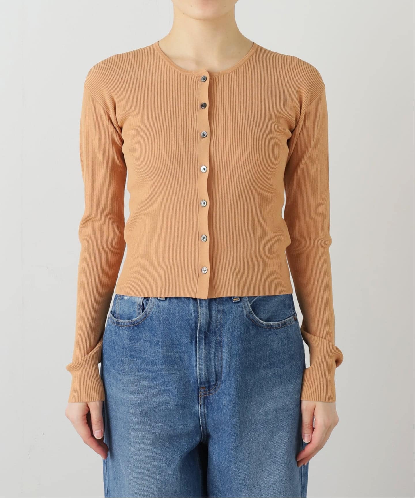 Spick & Span Vis/PE リブクルーネックカーディガン Vis/PE リブクルーネックカーディガン（カーディガン）｜Spick & Span