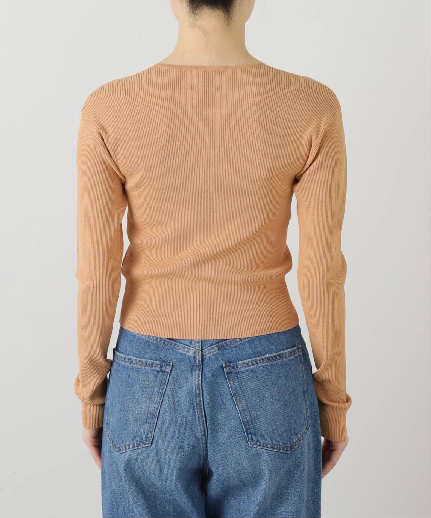 Spick and Span Vis/Pe リブニット Vis/PE リブクルーネックカーディガン（カーディガン）｜Spick & Span
