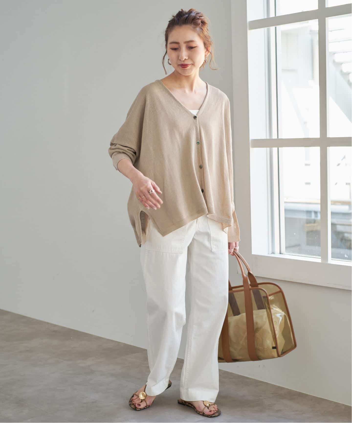 Spick and Span / スピックアンドスパン | 2025SS | ギマコットンオーバーサイズカーディガン | F | ベージュ | レディース Spick and Span / スピックアンドスパン | 2025SS | ギマコットン