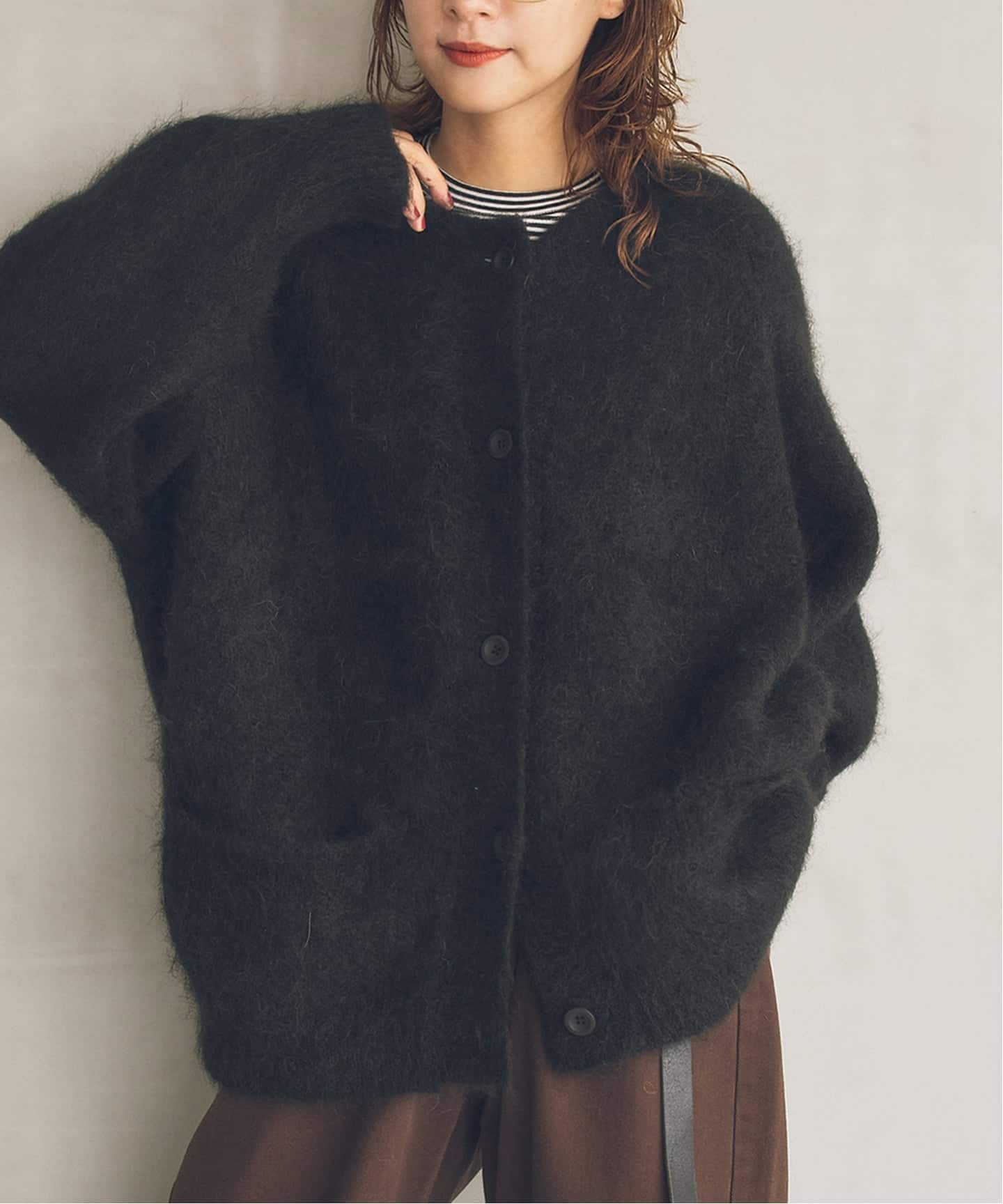 old joe 極美品　アルパカ混 カーディガン ブラック 40 40周年 / 予約》S.SHIORI*S アルパカ混カーディガン（カーディガン
