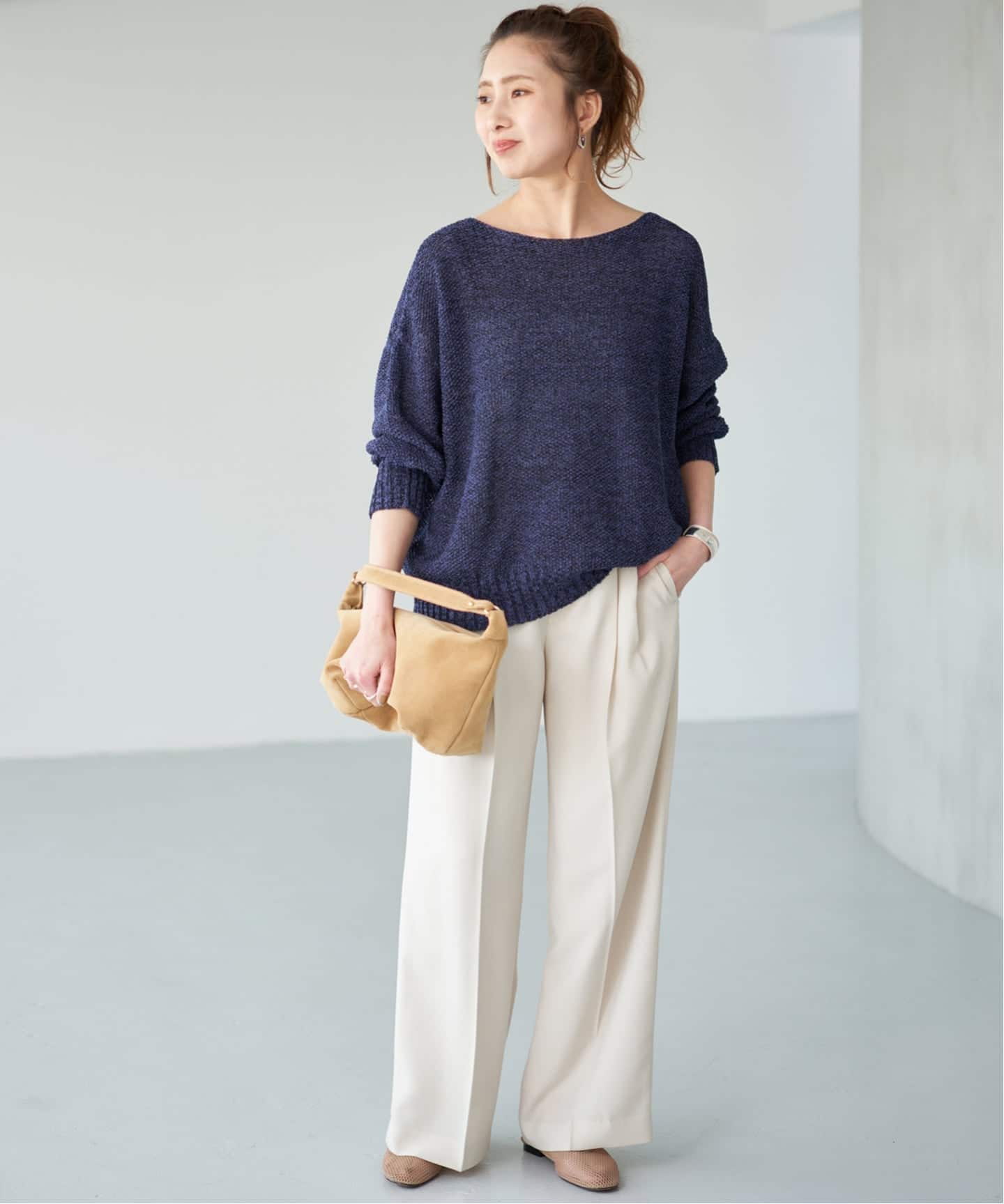 WEB限定カラー有り / 追加予約》ペーパーヤーン2WAYルーズプルオーバー