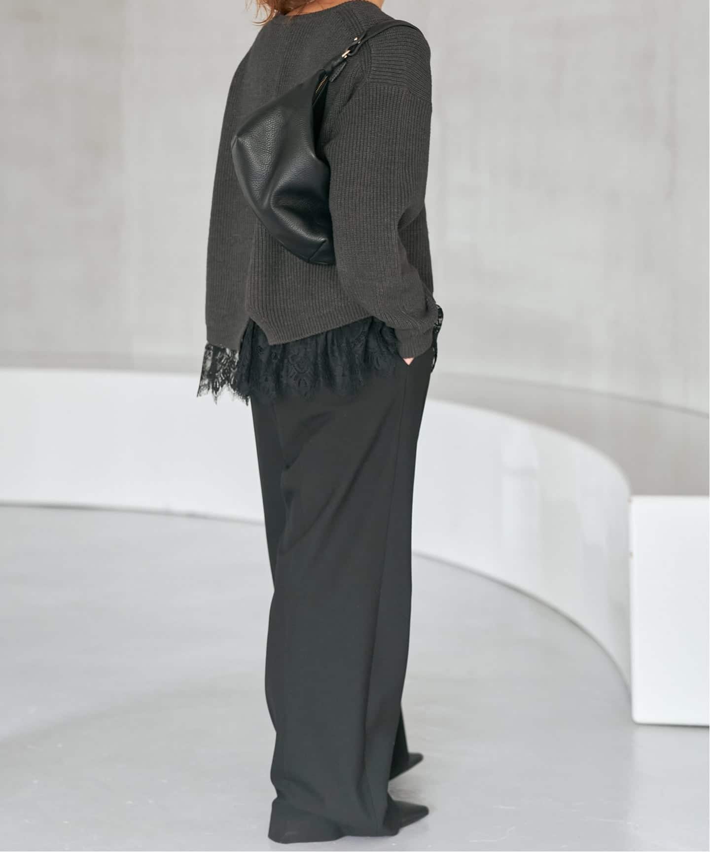 追加3》レースドッキング畦ニットプルオーバー（ニット／セーター