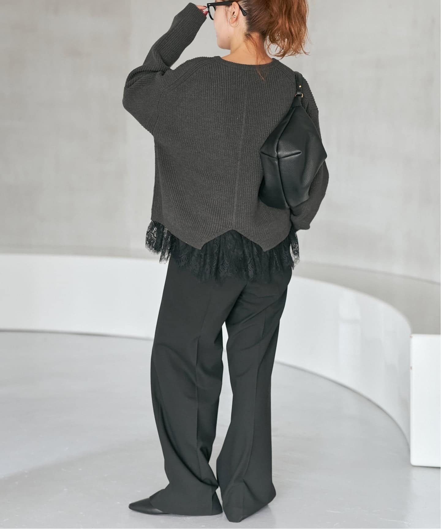 追加3》レースドッキング畦ニットプルオーバー（ニット／セーター