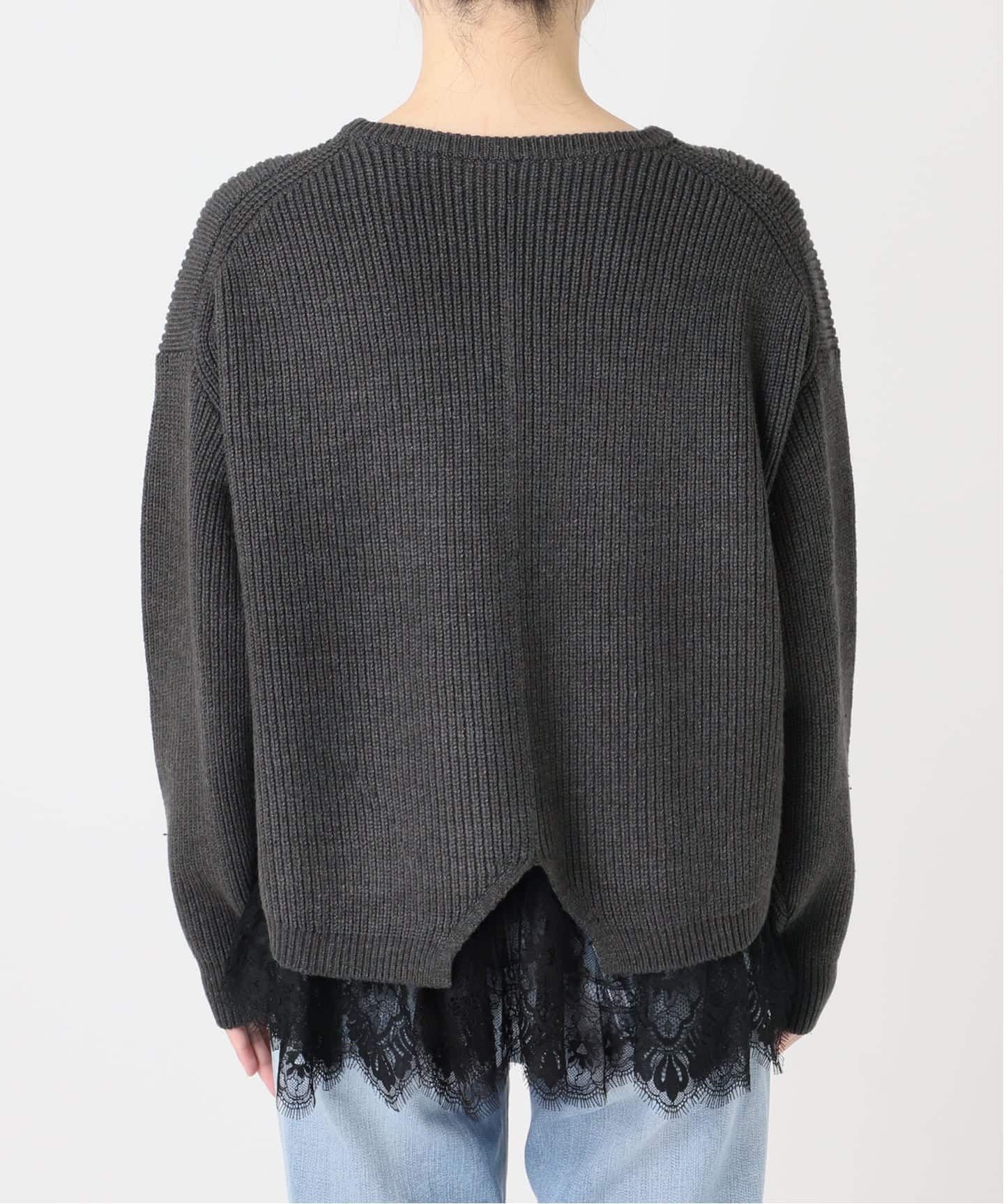 追加3》レースドッキング畦ニットプルオーバー（ニット／セーター