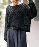 《予約》透かし編みボートネックニット