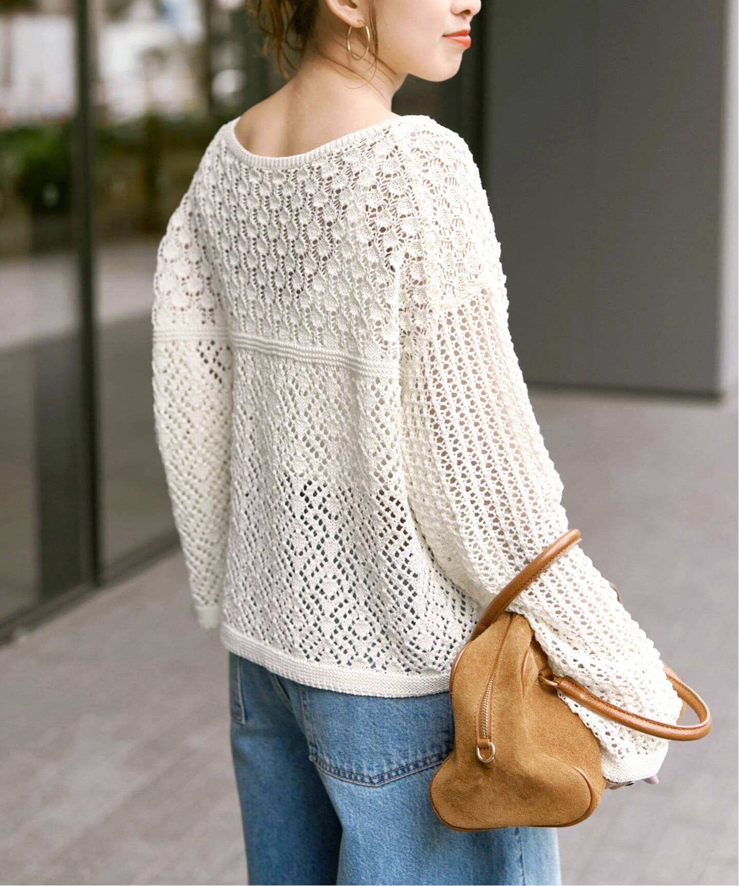 【Spick & Span】透かし編みボートネックニット WEB限定 / 追加》透かし編みボートネックニット（ニット／セーター