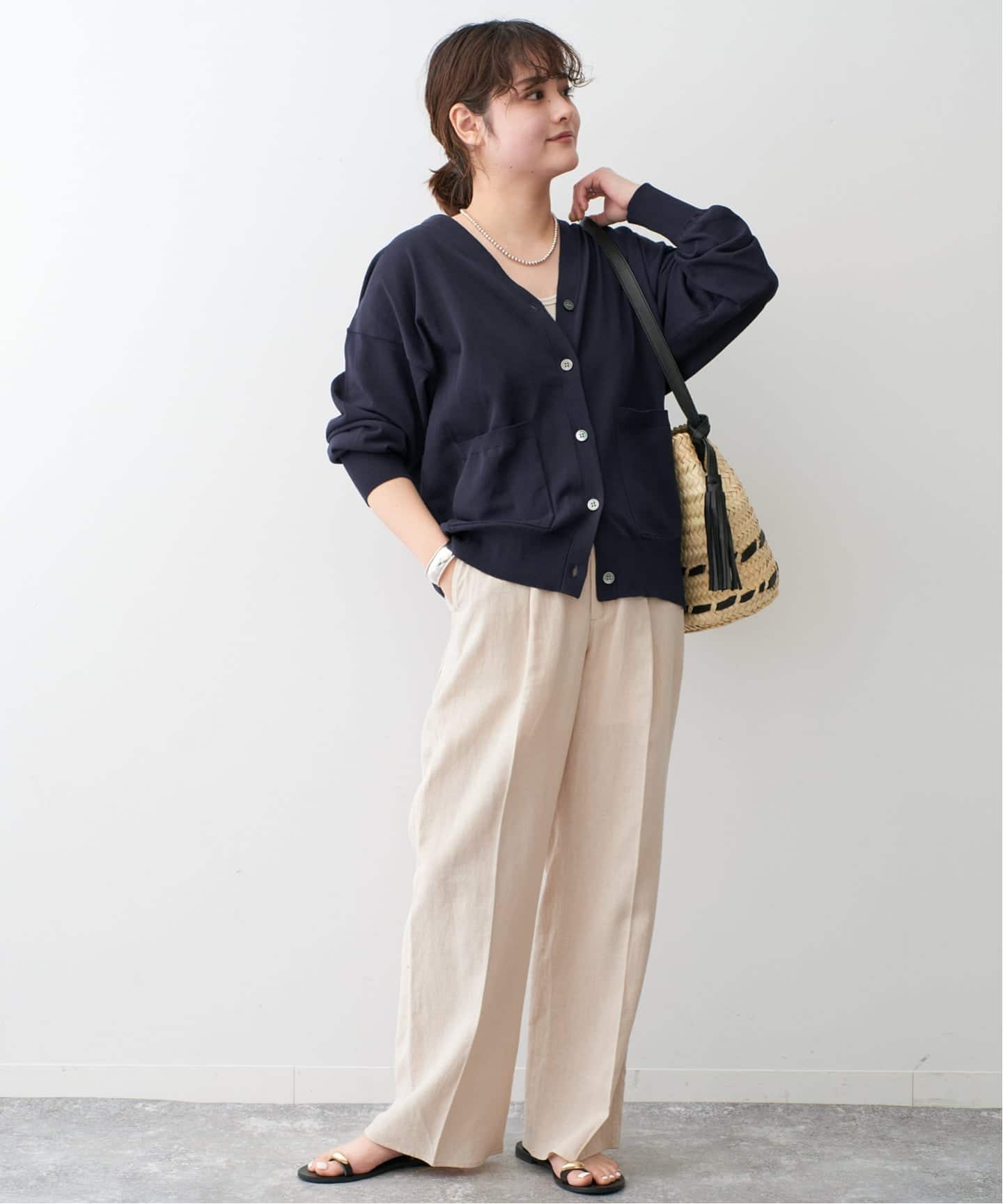 【タグ付】Spick&Span コットンハイゲージカーディガン ピンク　25SS 追加予約》コットンハイゲージカーディガン（カーディガン）｜Spick